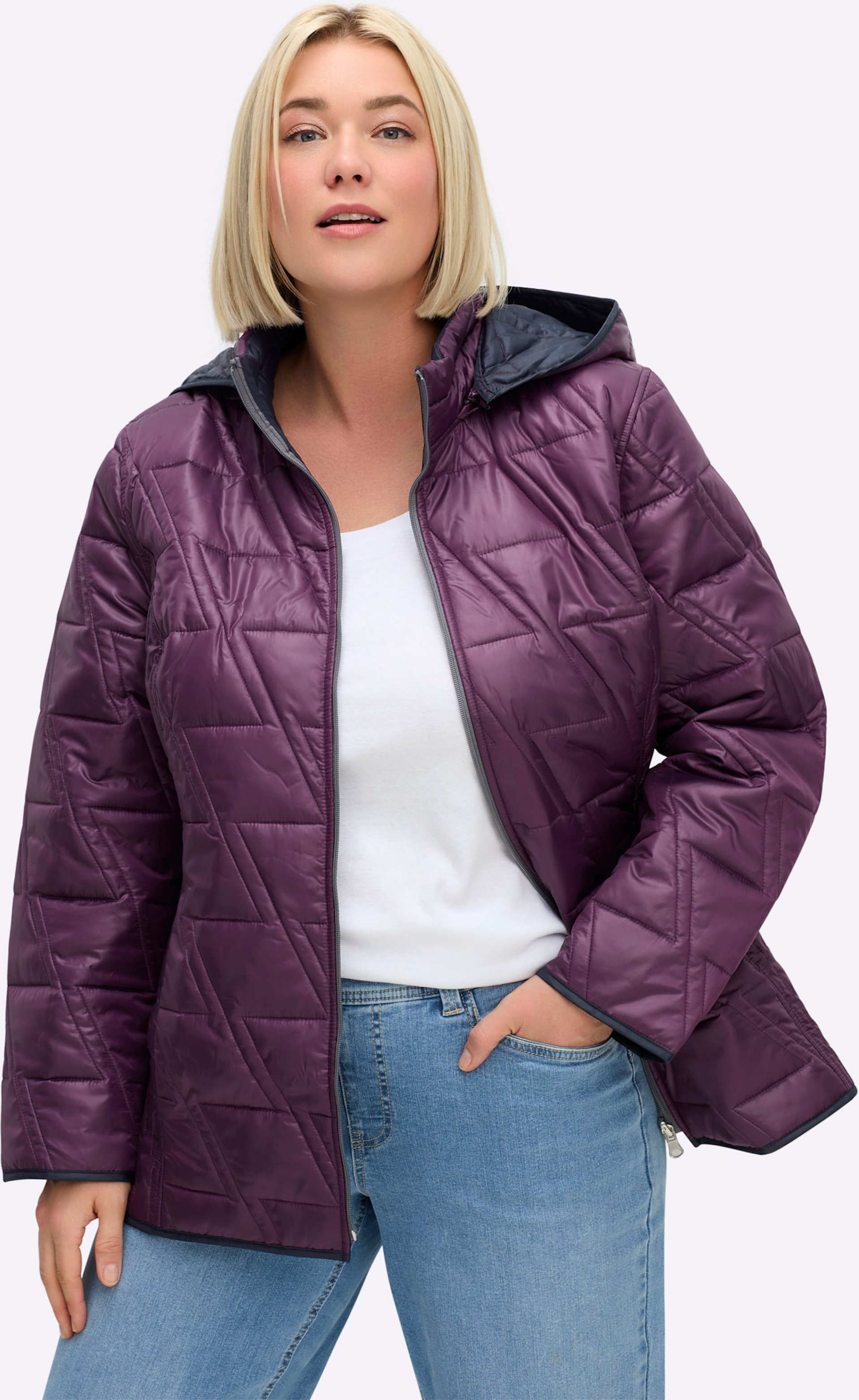 Sheego Wendejacke mit Kapuze, abzippbar