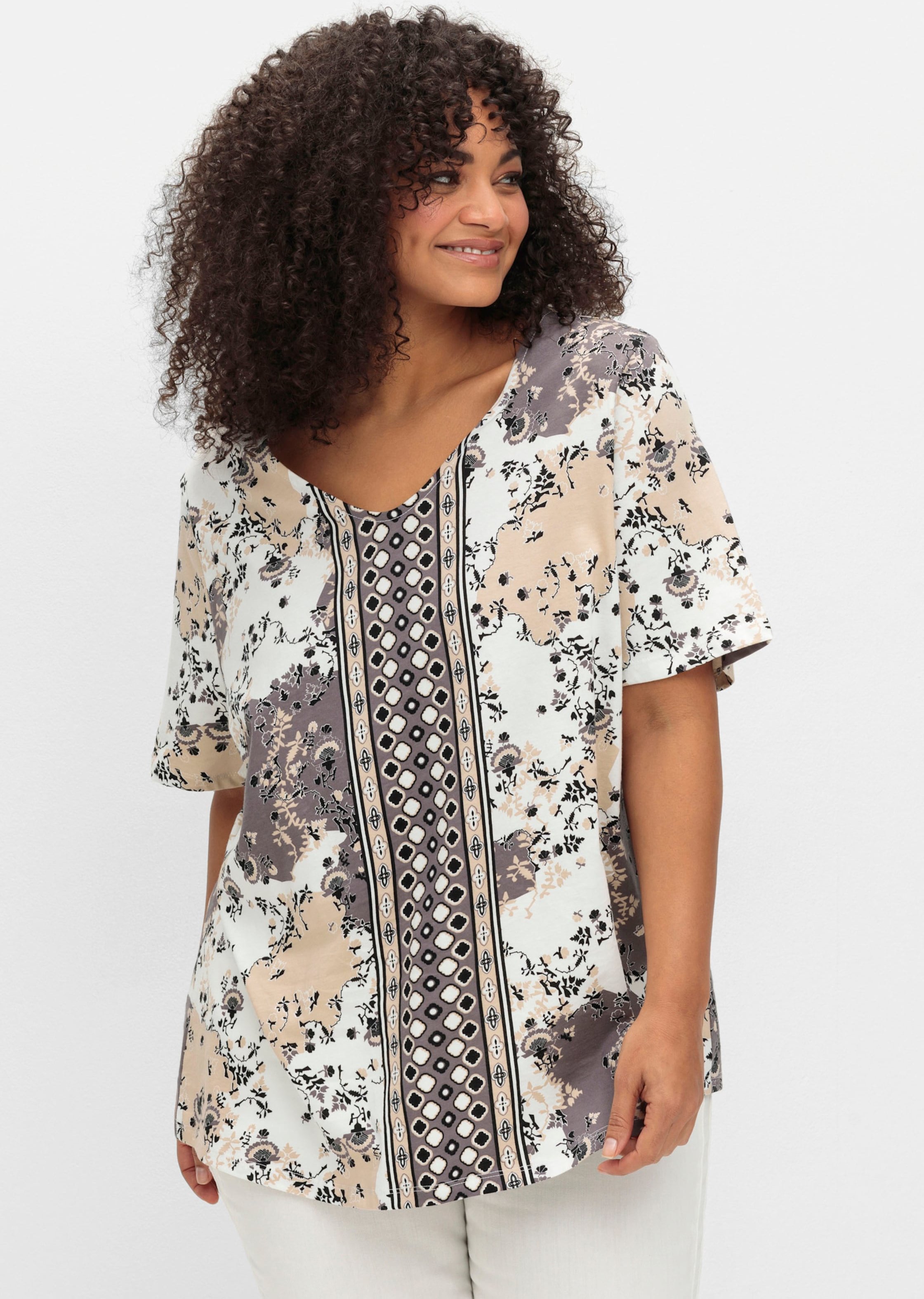 Sheego Kurzarmshirt aus reiner Baumwolle