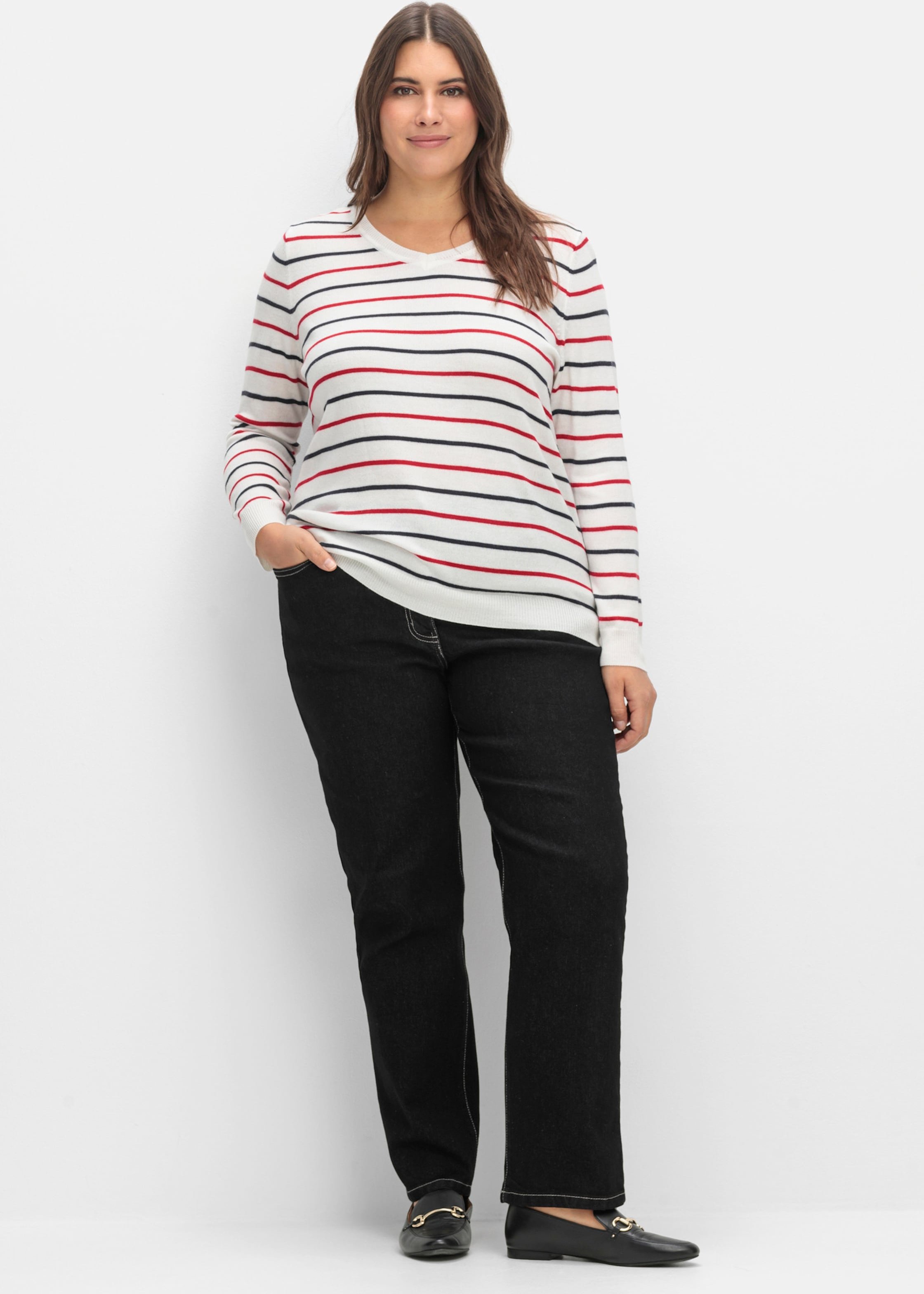 Sheego 5-Pocket-Jeans mit Stickerei-Motiv