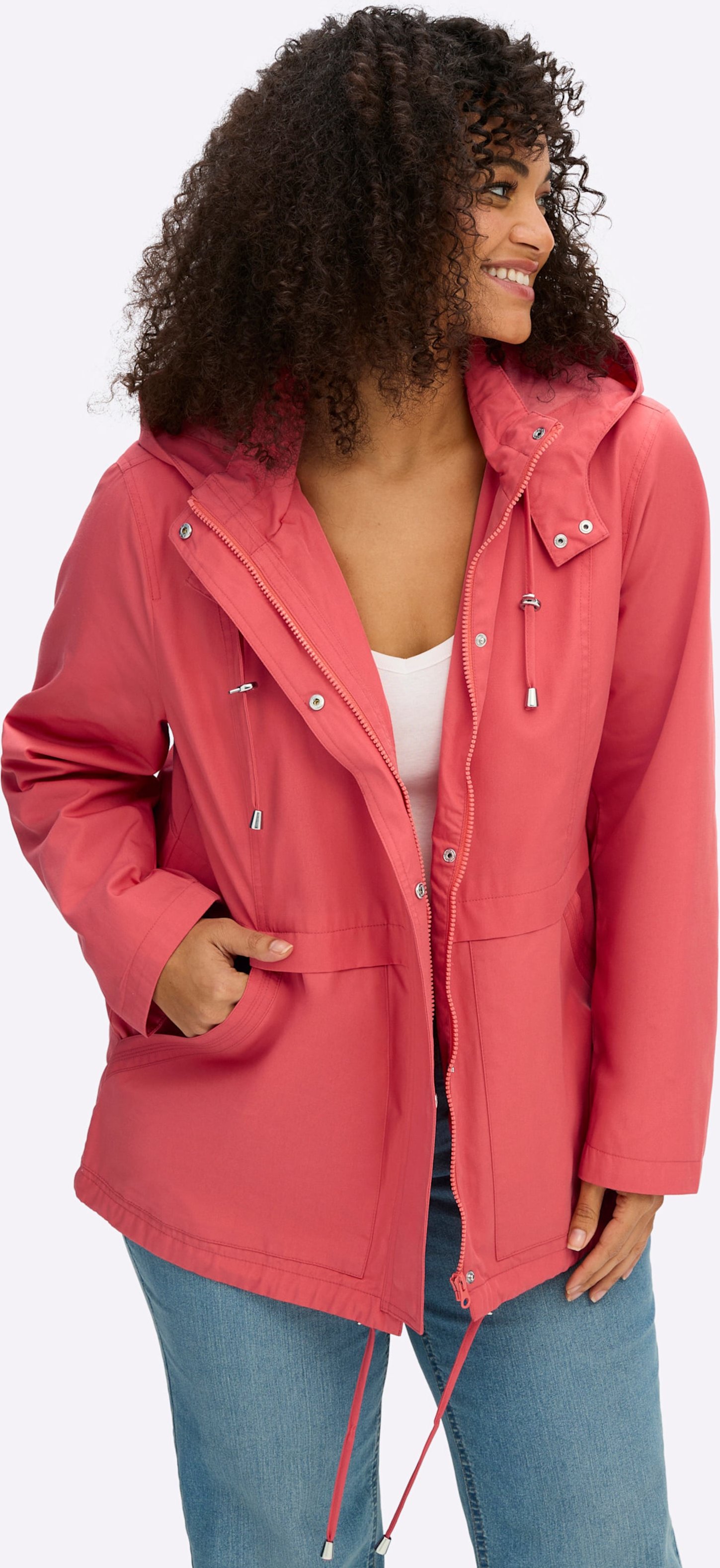 Sheego Kapuzenjacke mit Stehkragen