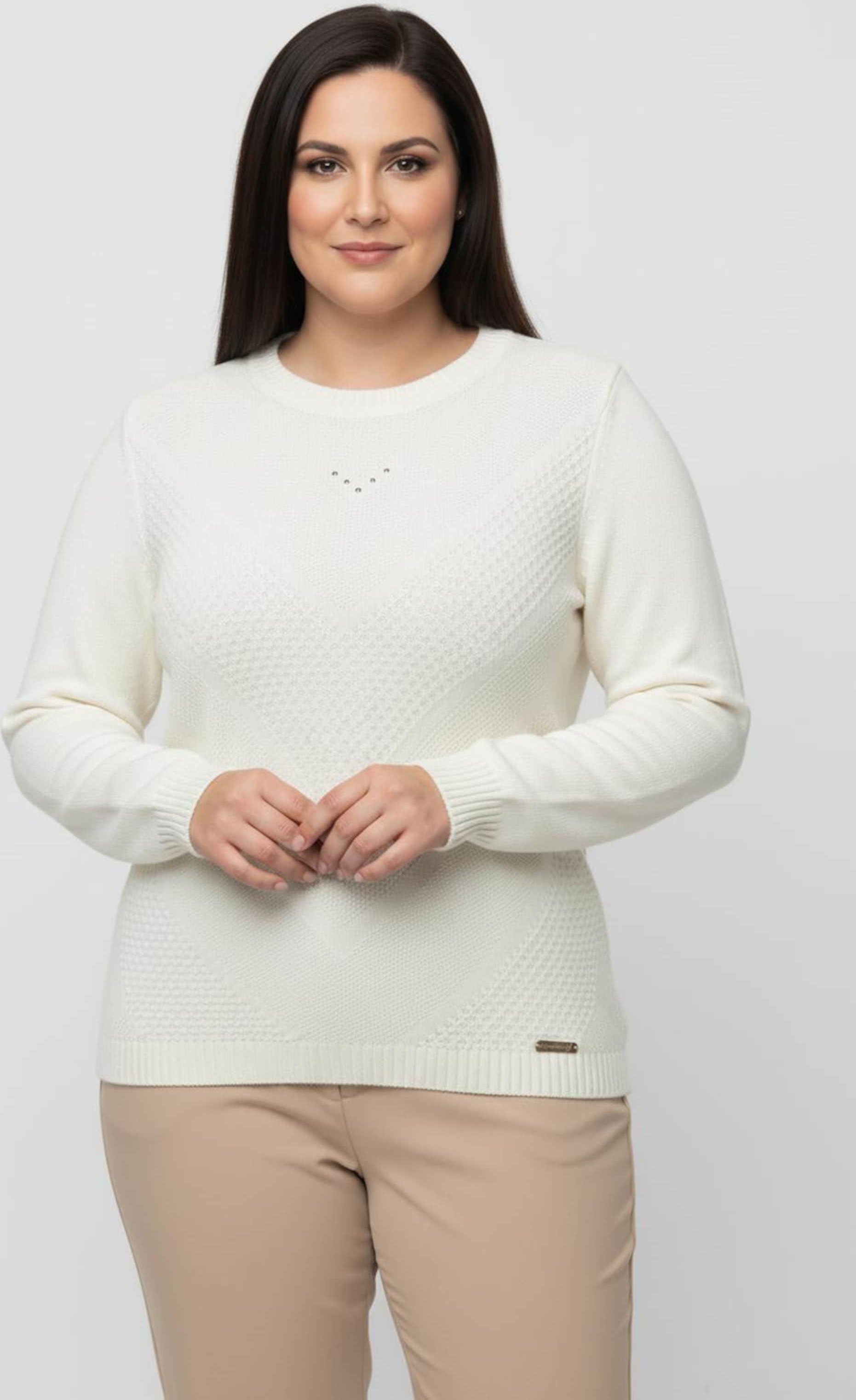 Thumbnail - Sheego Langarm-Pullover mit Metallplättchen-Applikationen