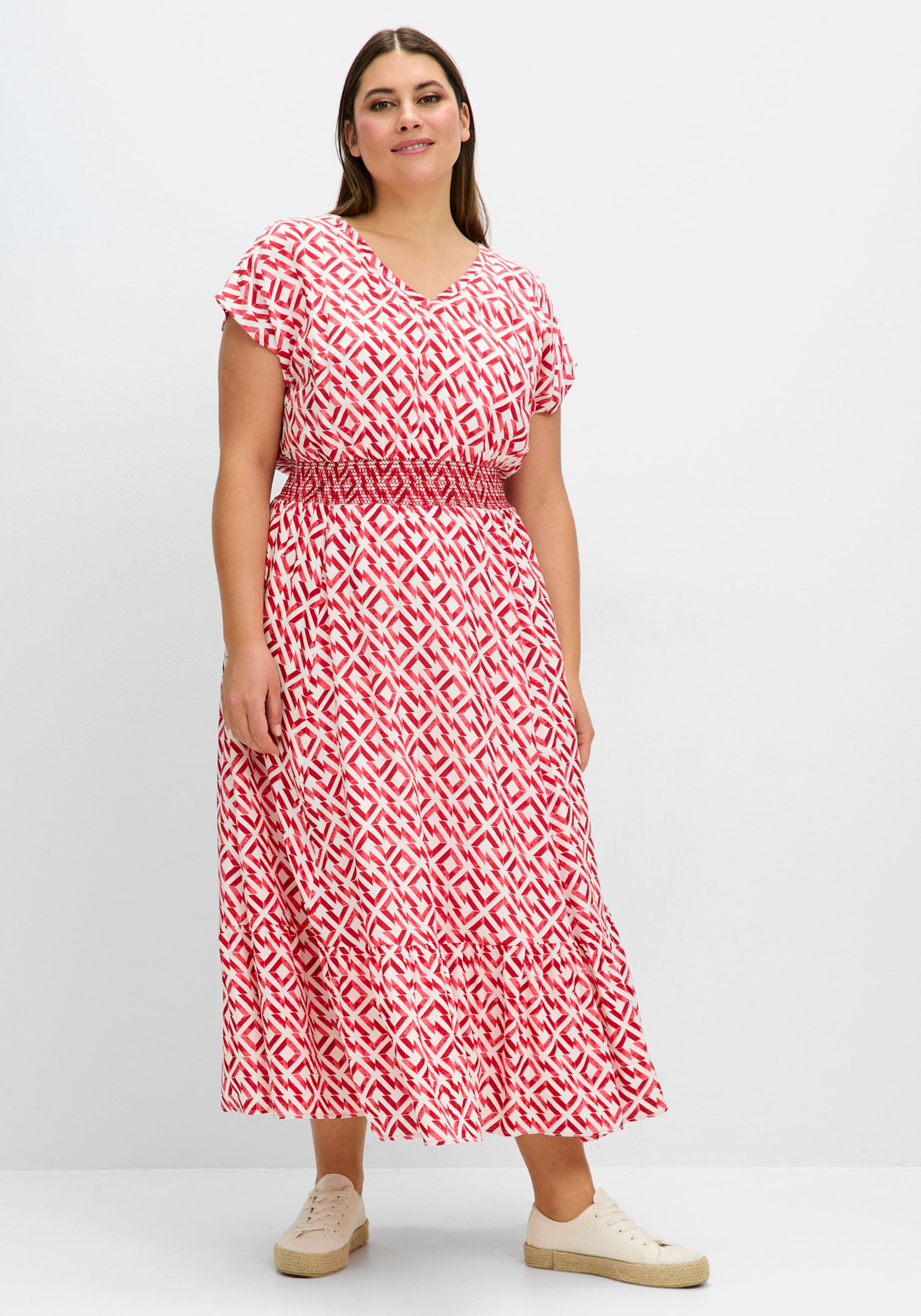 Sheego Maxikleid mit Smokbund und Grafikprint