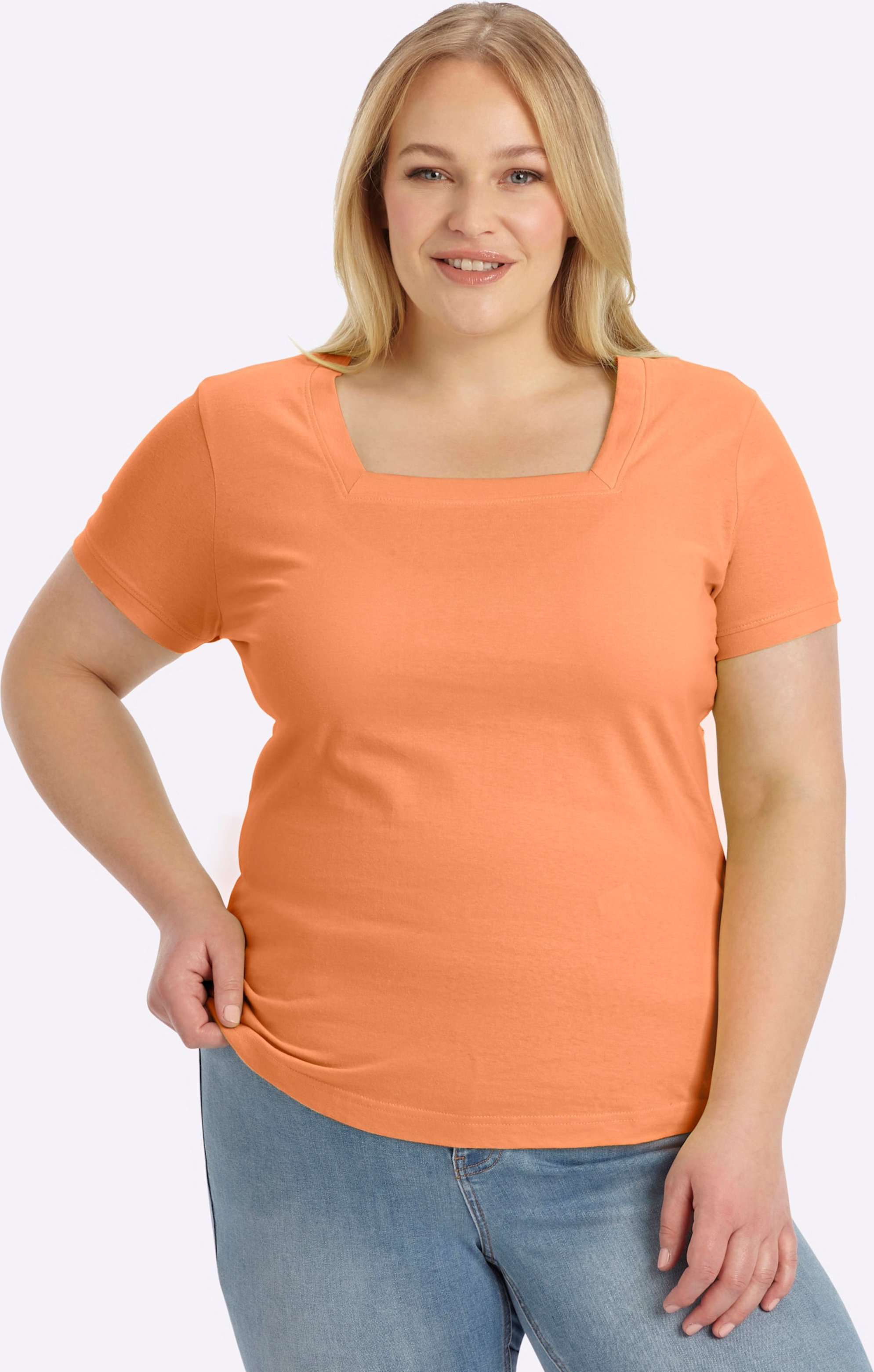 Sheego Kurzarmshirt mit Karree-Ausschnitt