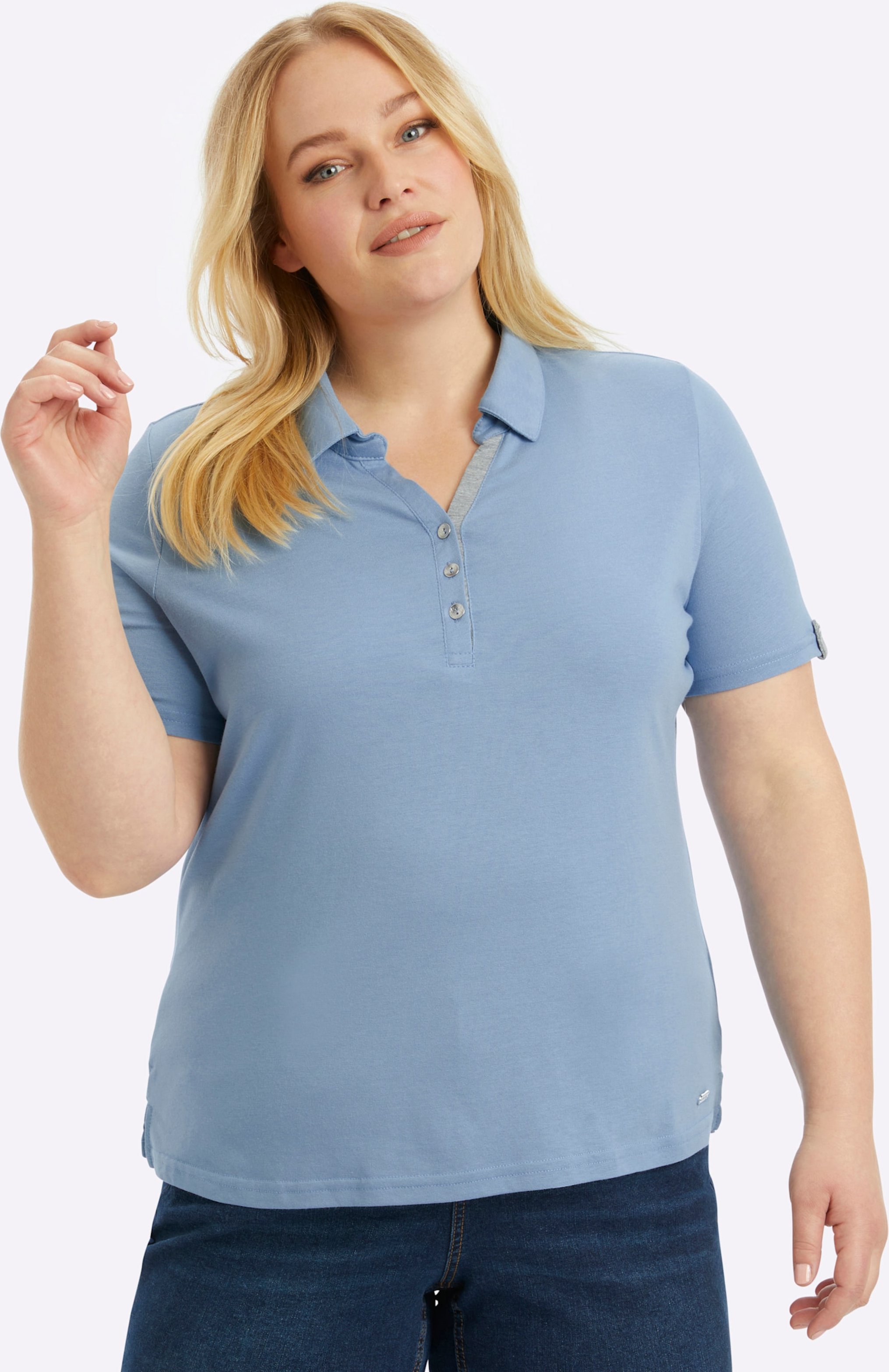 Sheego Poloshirt mit Zierriegel