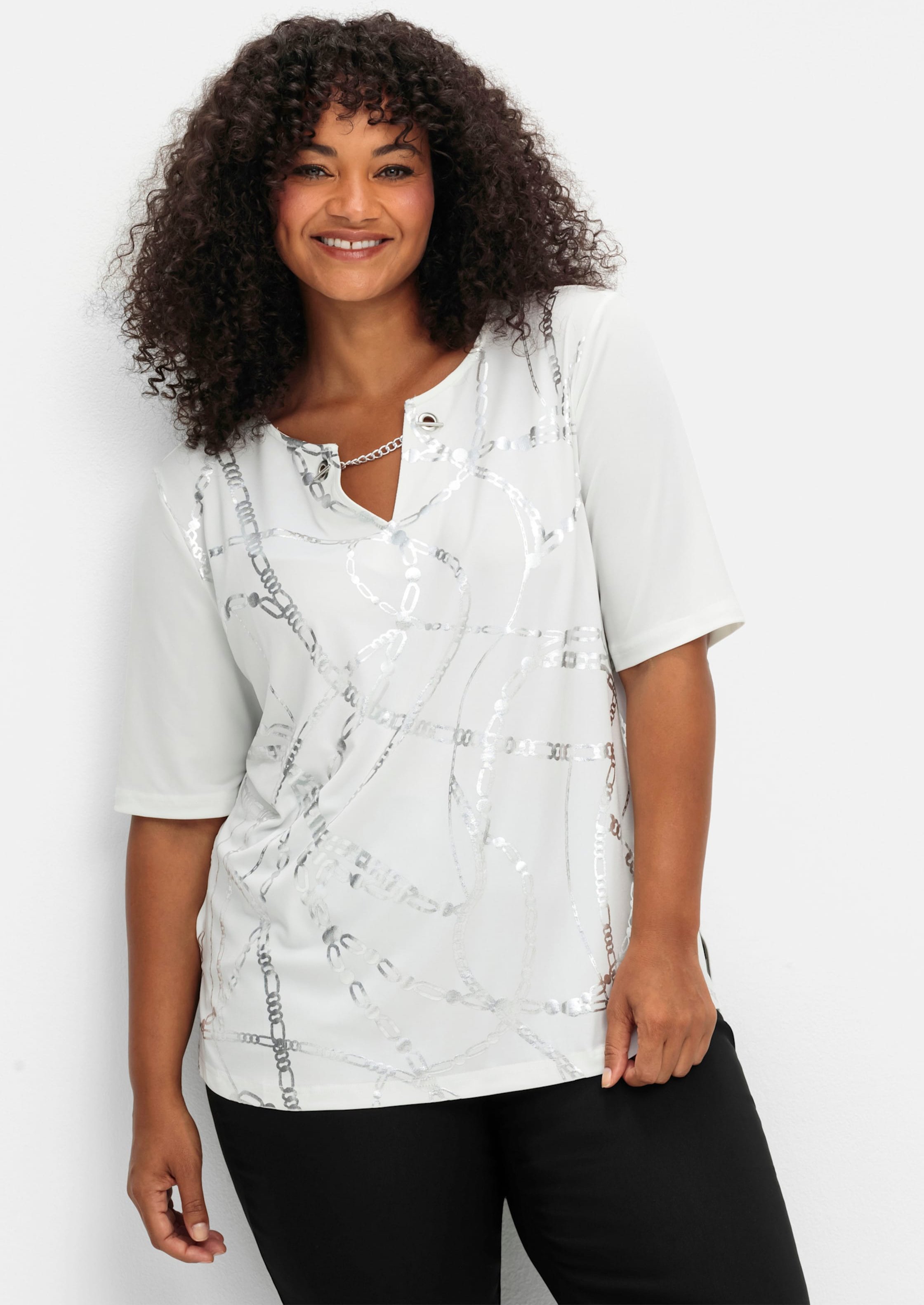 Sheego Print-Shirt mit Seitenschlitzen