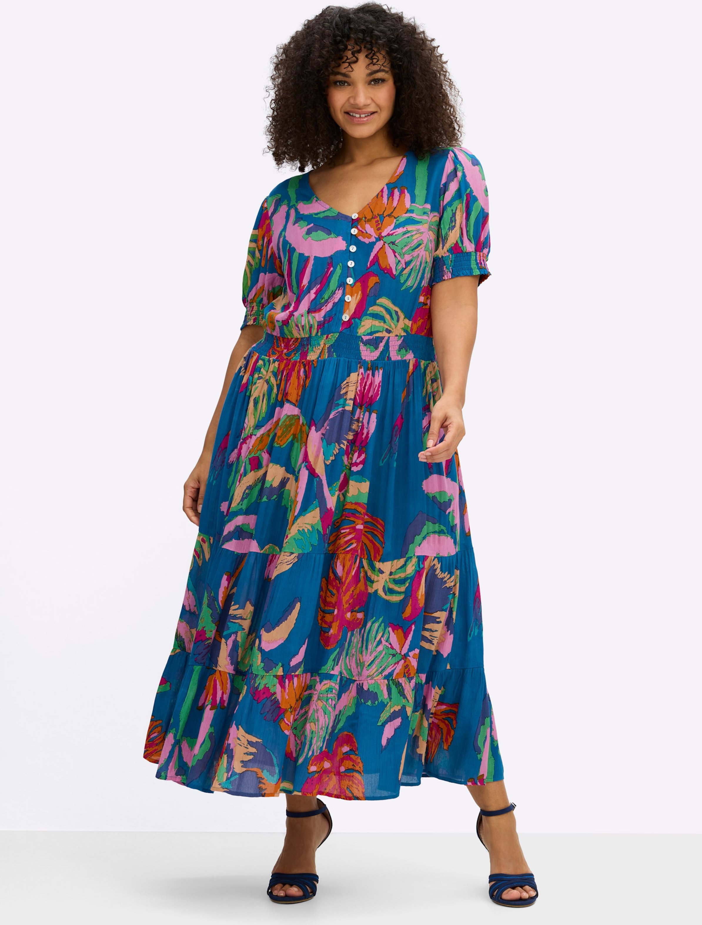 Sheego Sommerkleid mit tropischem Print