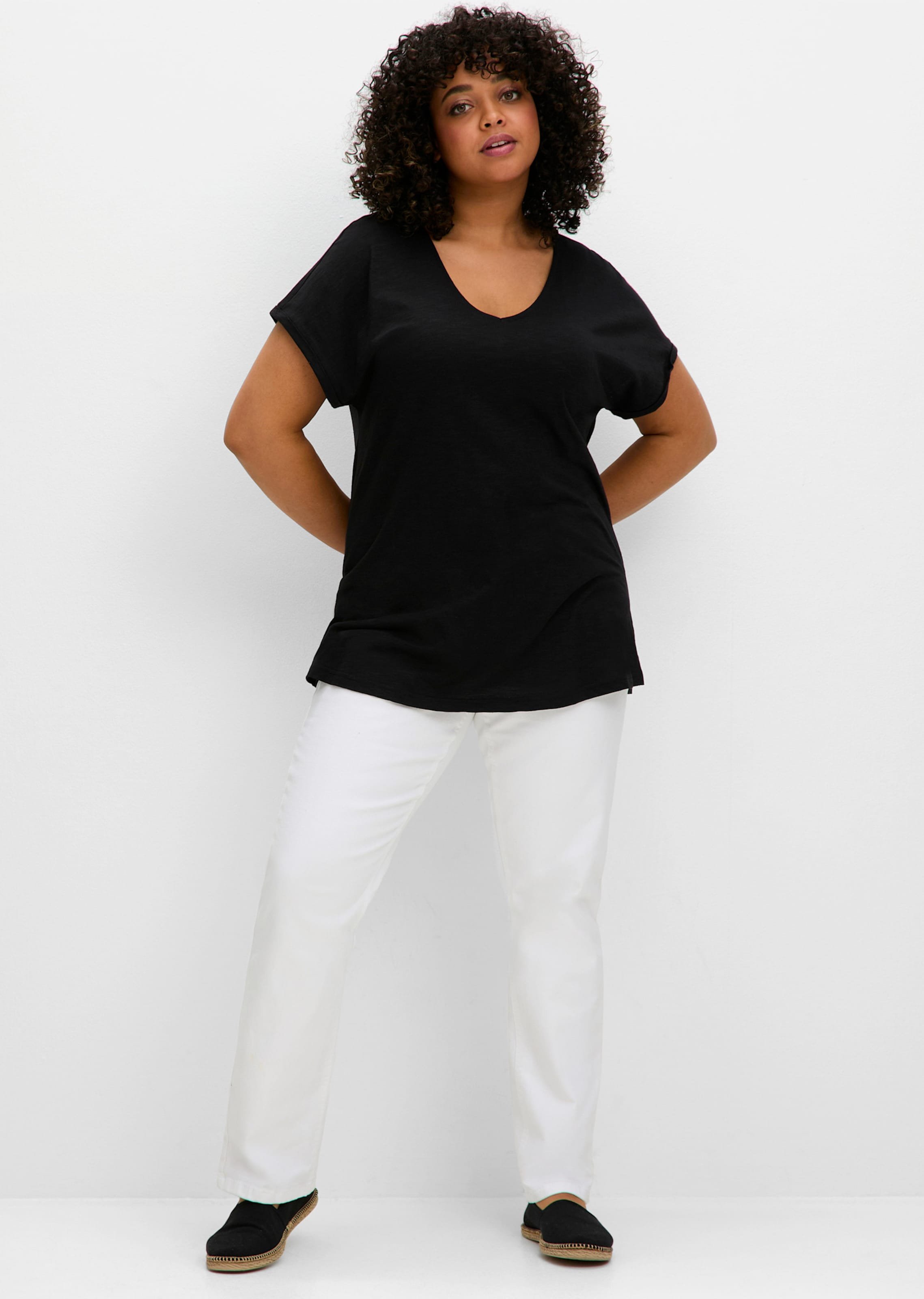 Sheego V-Shirt aus Flammgarn