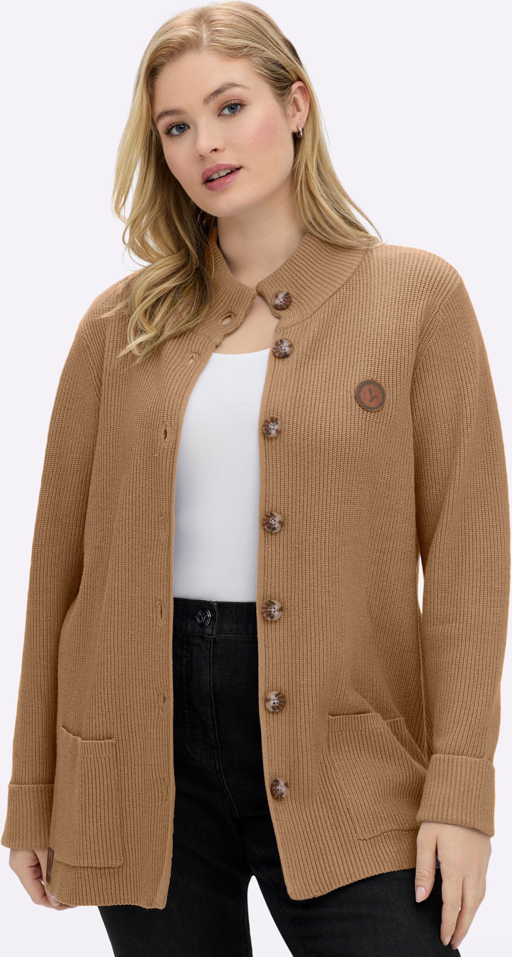 Thumbnail - Sheego Longstrickjacke mit Stehkragen