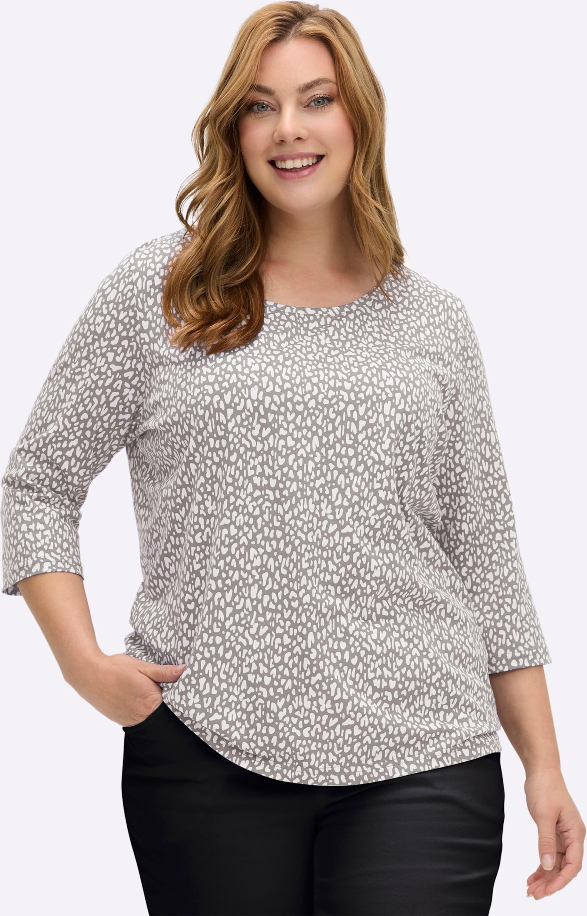 Thumbnail - Sheego 3/4-Arm-Shirt mit Minimal-Druck