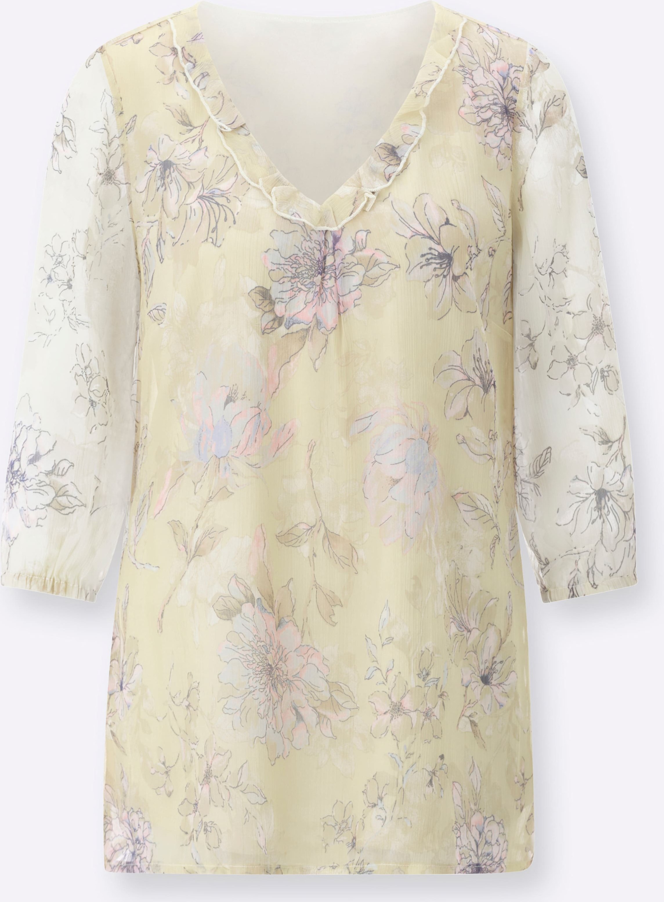 Sheego Schlupfbluse mit Volant am Ausschnitt