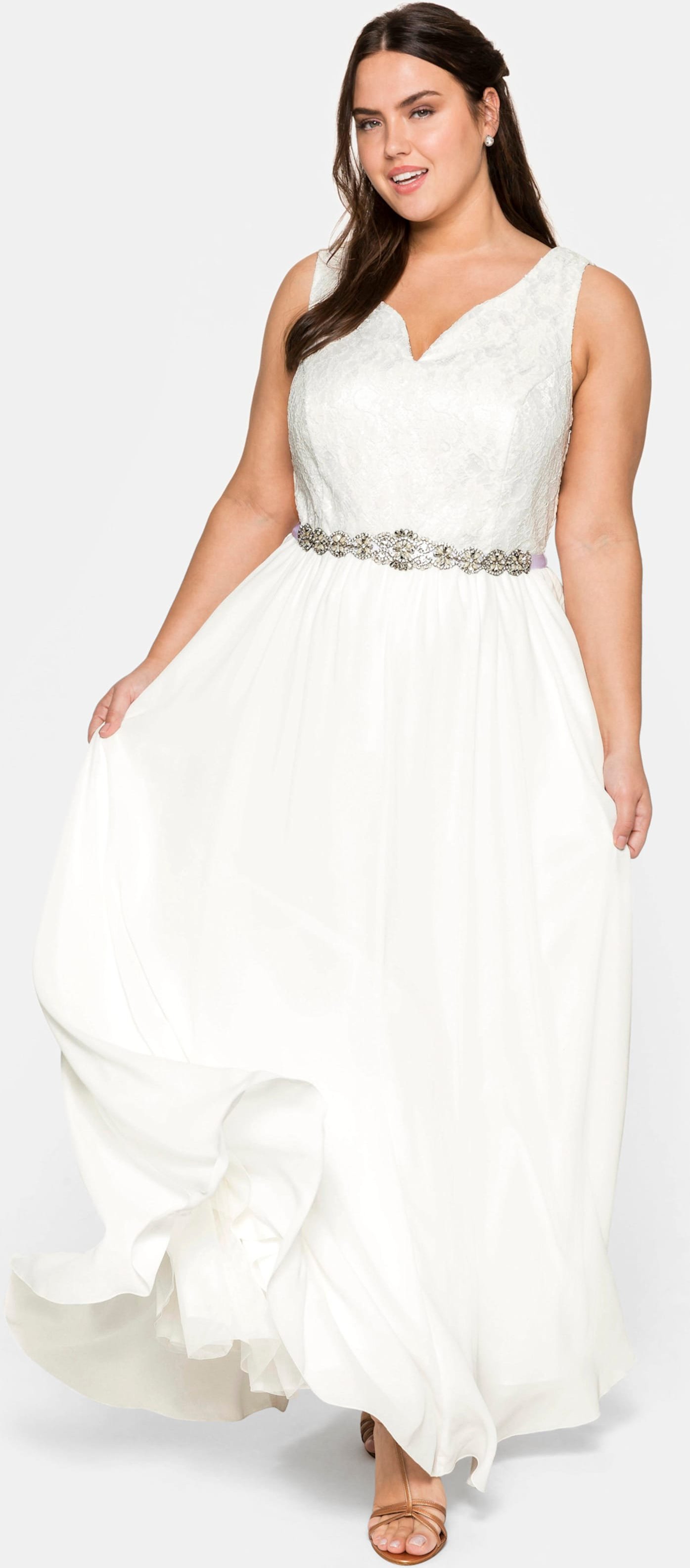 Sheego Hochzeitskleid mit Spitze und Pailletten