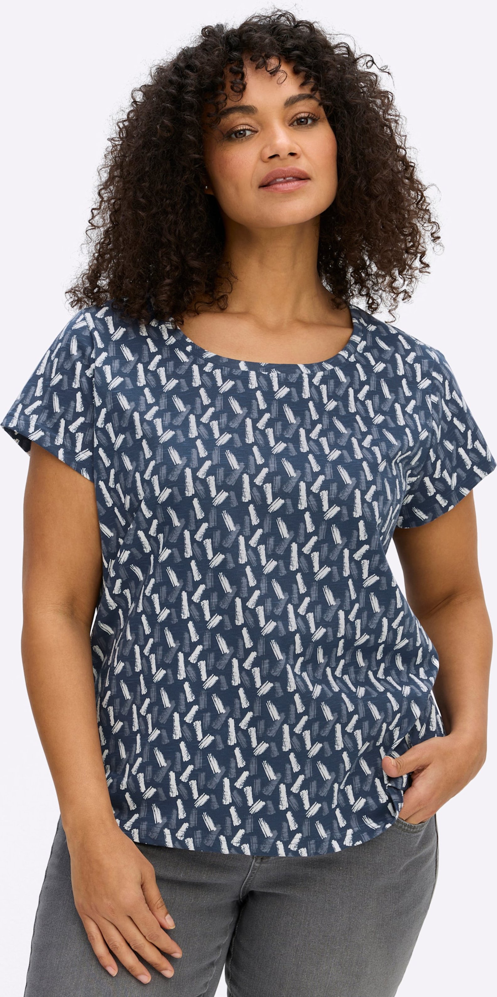 Sheego Rundhalsshirt mit Flammgarn-Struktur