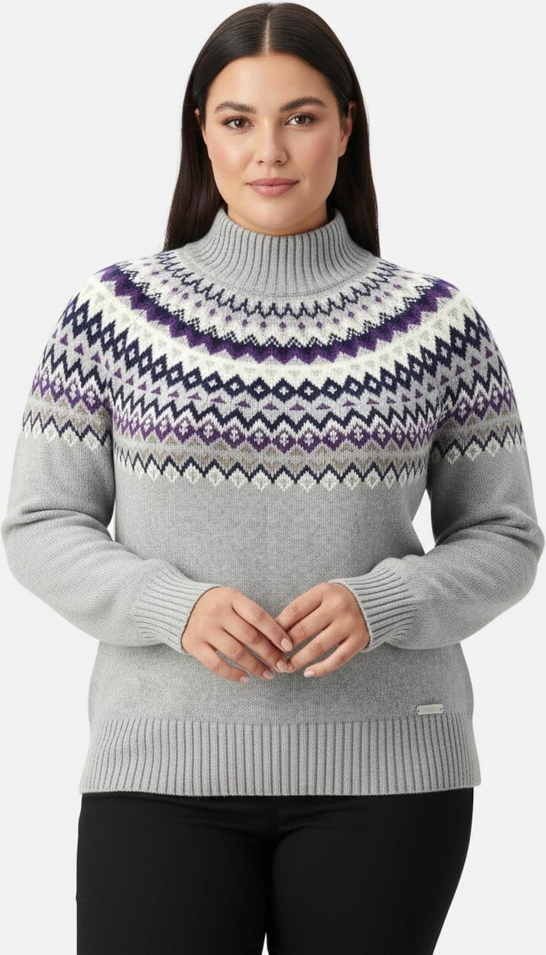 Thumbnail - Sheego Stehkragenpullover im mehrfarbigen Norwegermuster