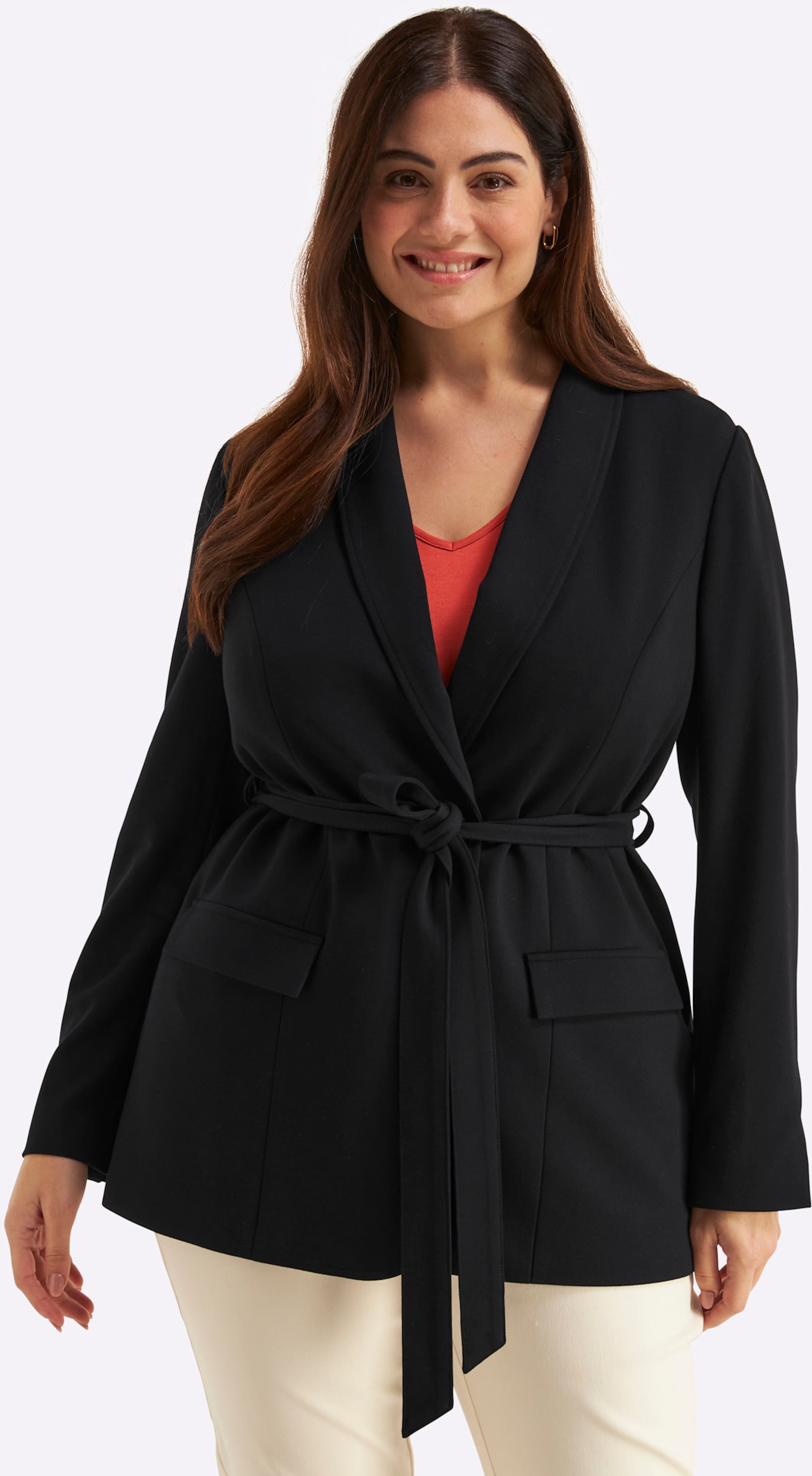 Sheego Shirtblazer mit Bindegürtel