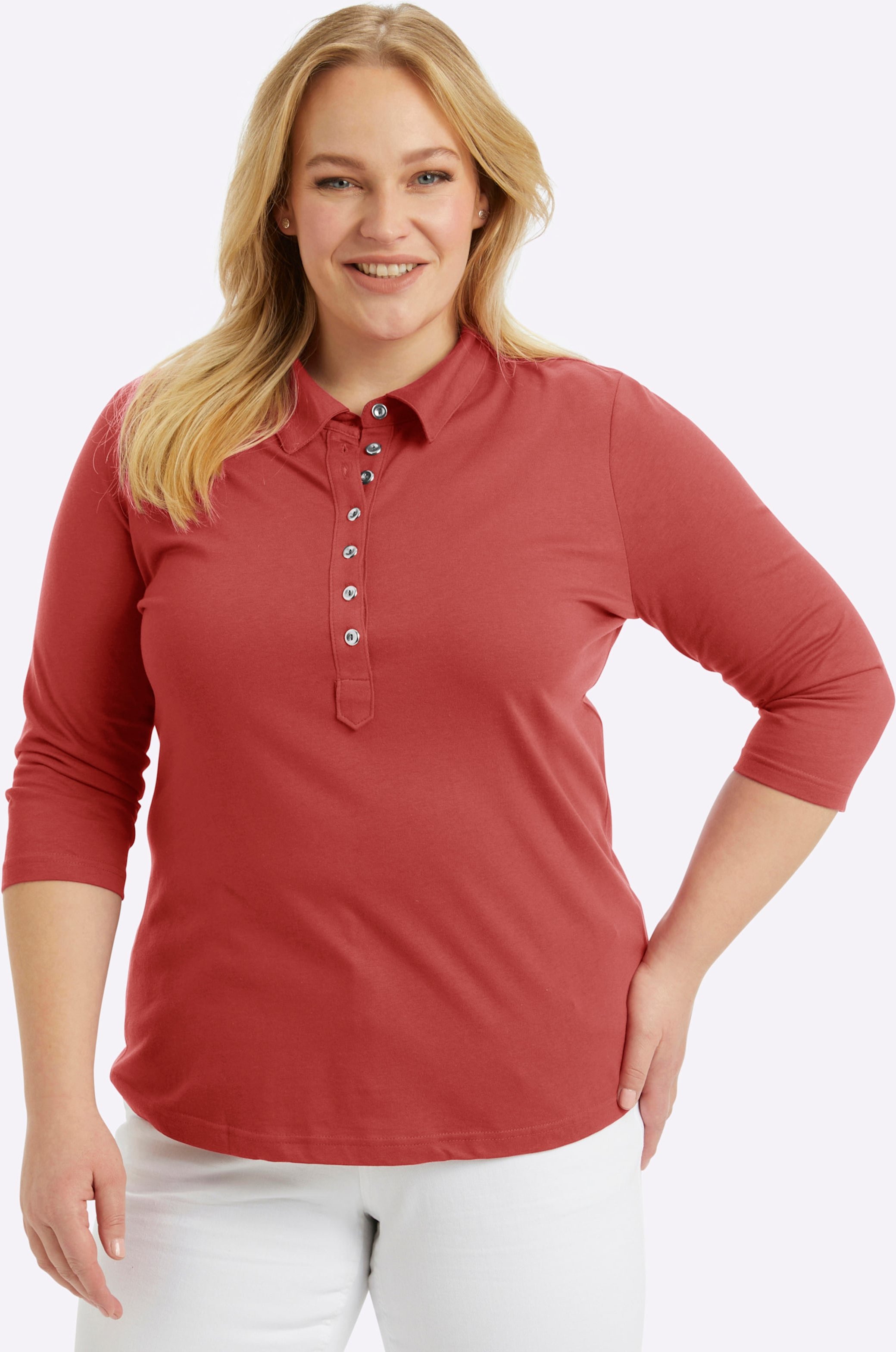 Thumbnail - Sheego Poloshirt mit langer Knopfleiste