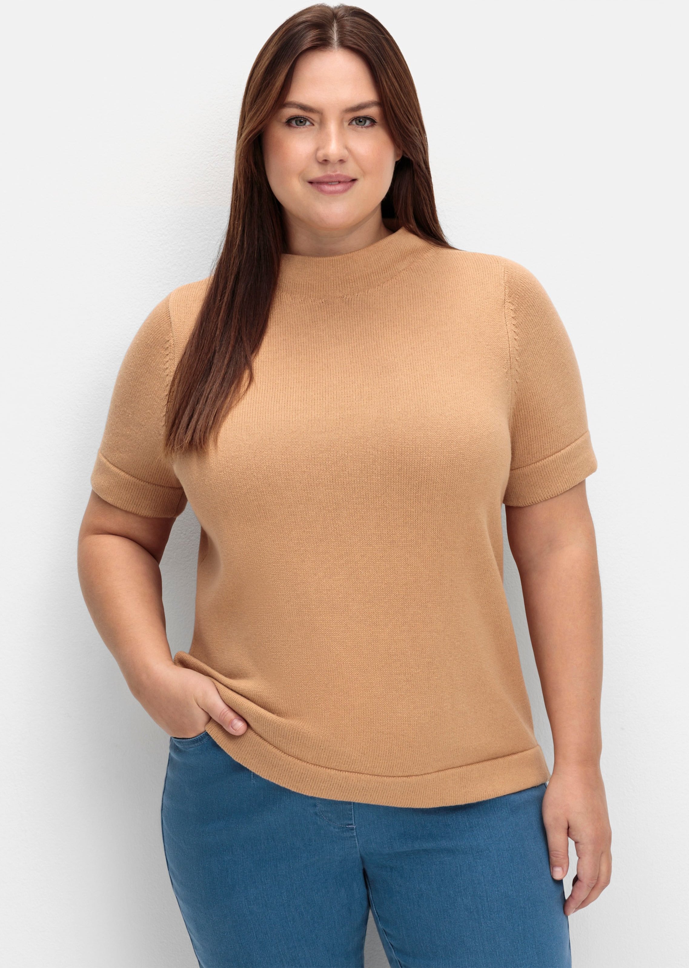 Sheego Stehkragenpullover mit Halbarm
