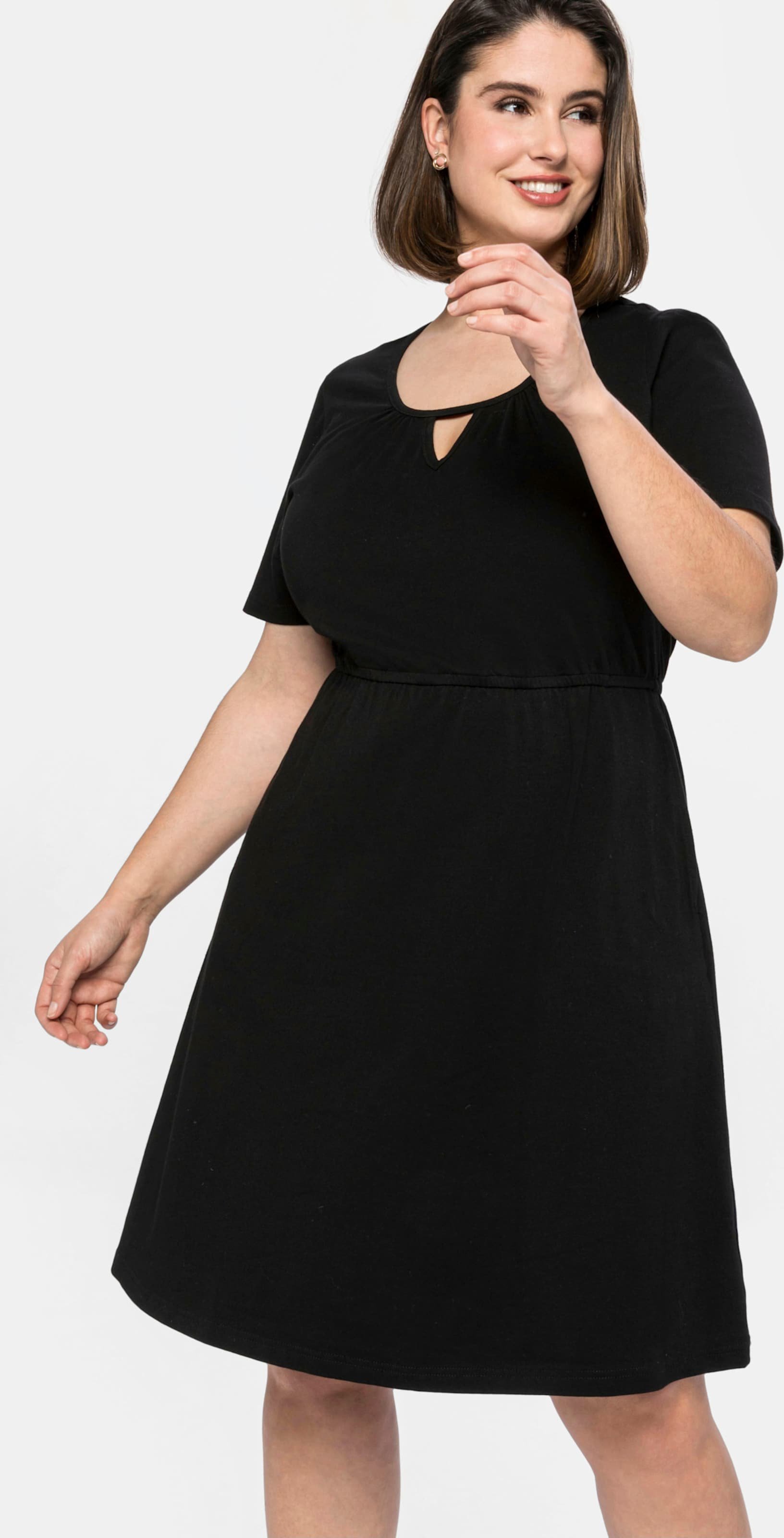 Sheego Jerseykleid mit Cut-out am Ausschnitt