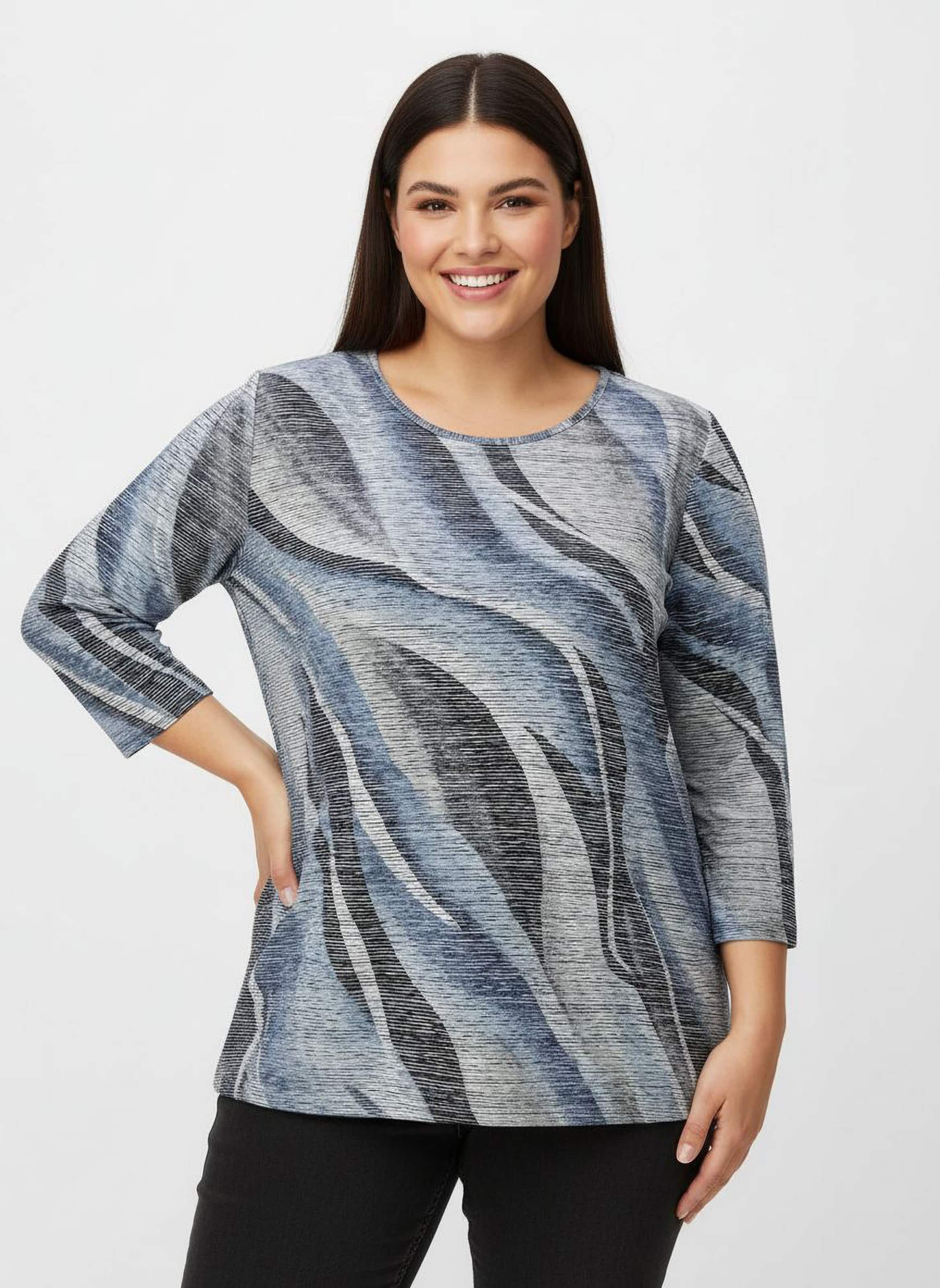 Sheego Rundhalsshirt im kombifreundlichen Druckmuster