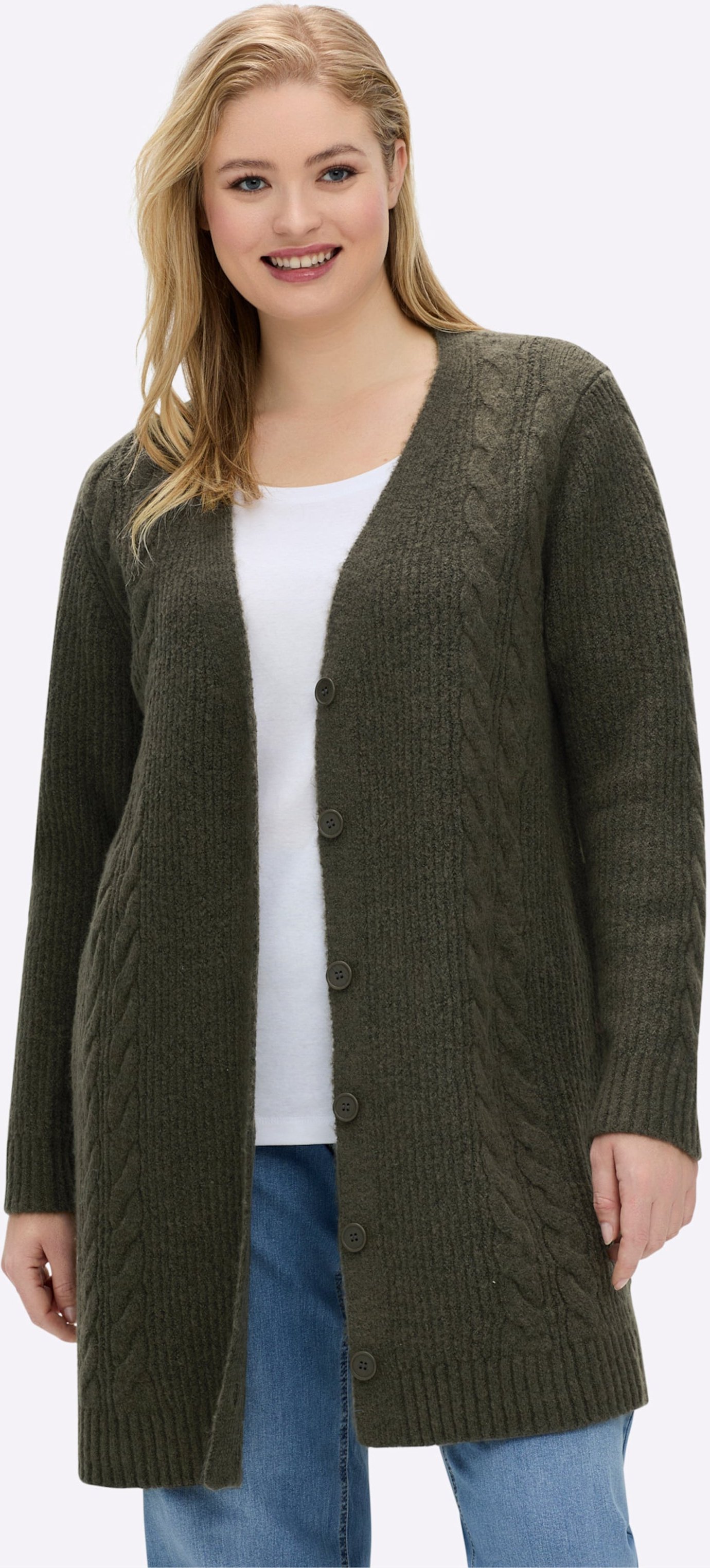 Sheego Cardigan mit Zopfmuster