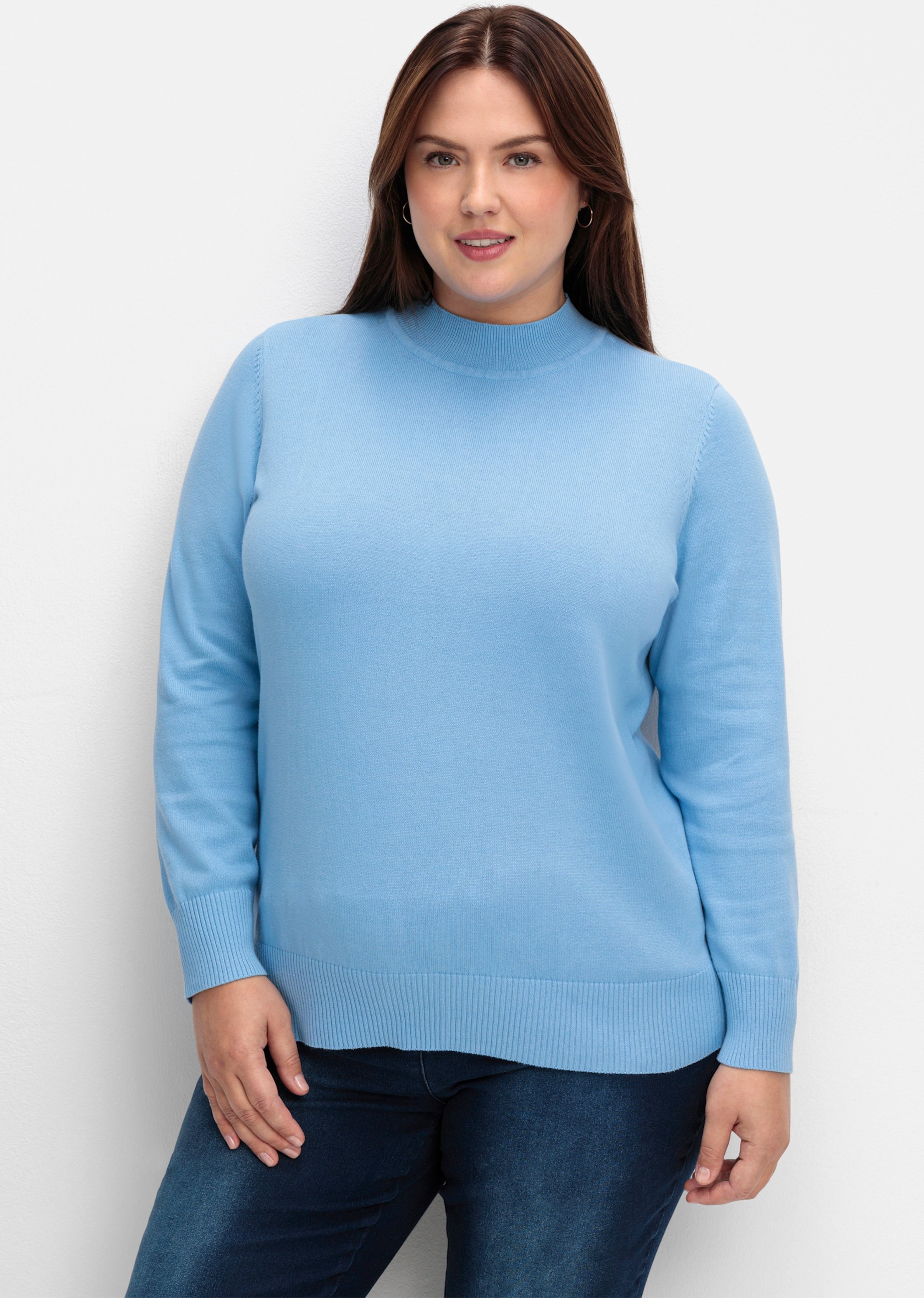 Sheego Strickpullover mit geripptem Stehkragen