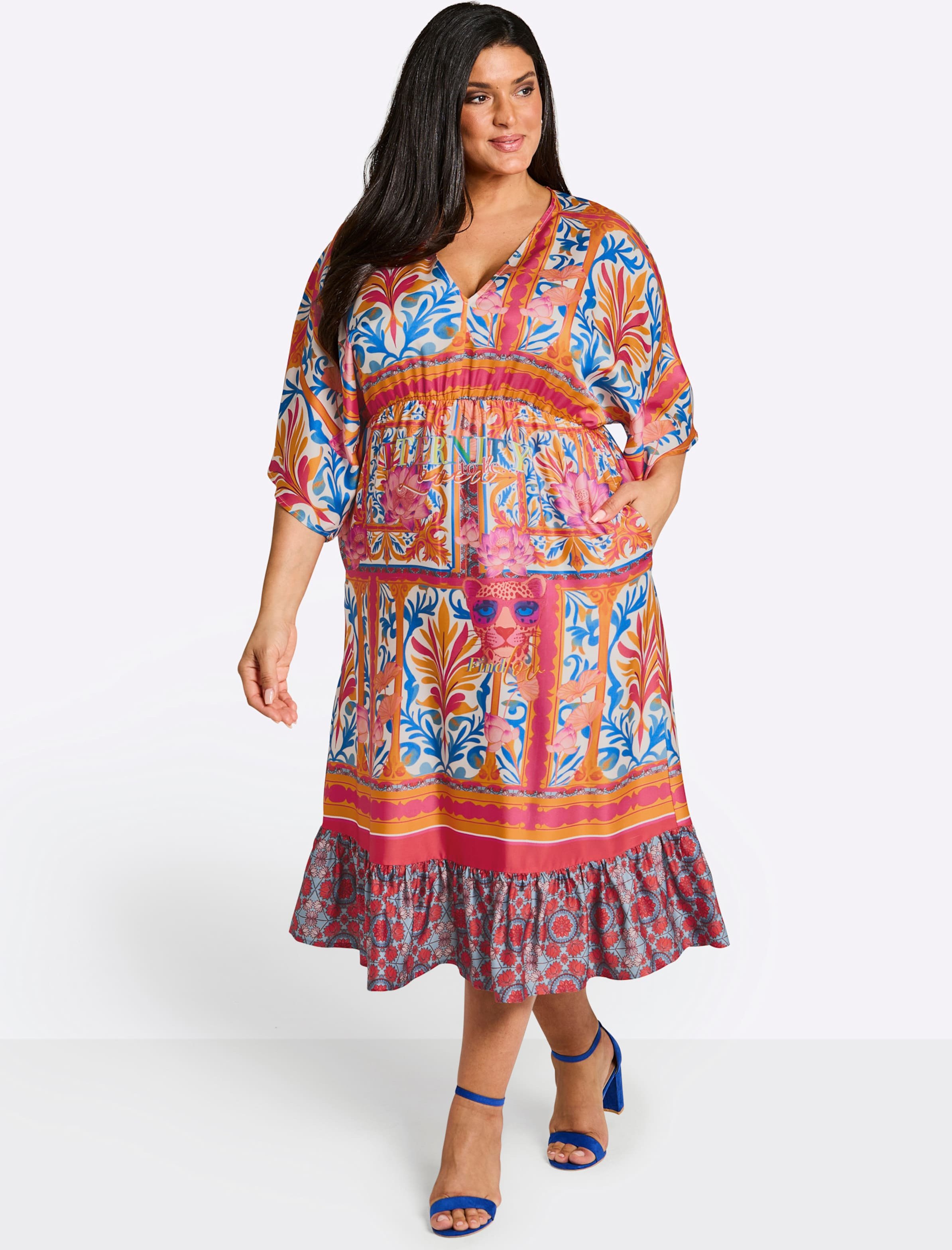 Sheego Blumenkleid mit luftigen Halbärmeln