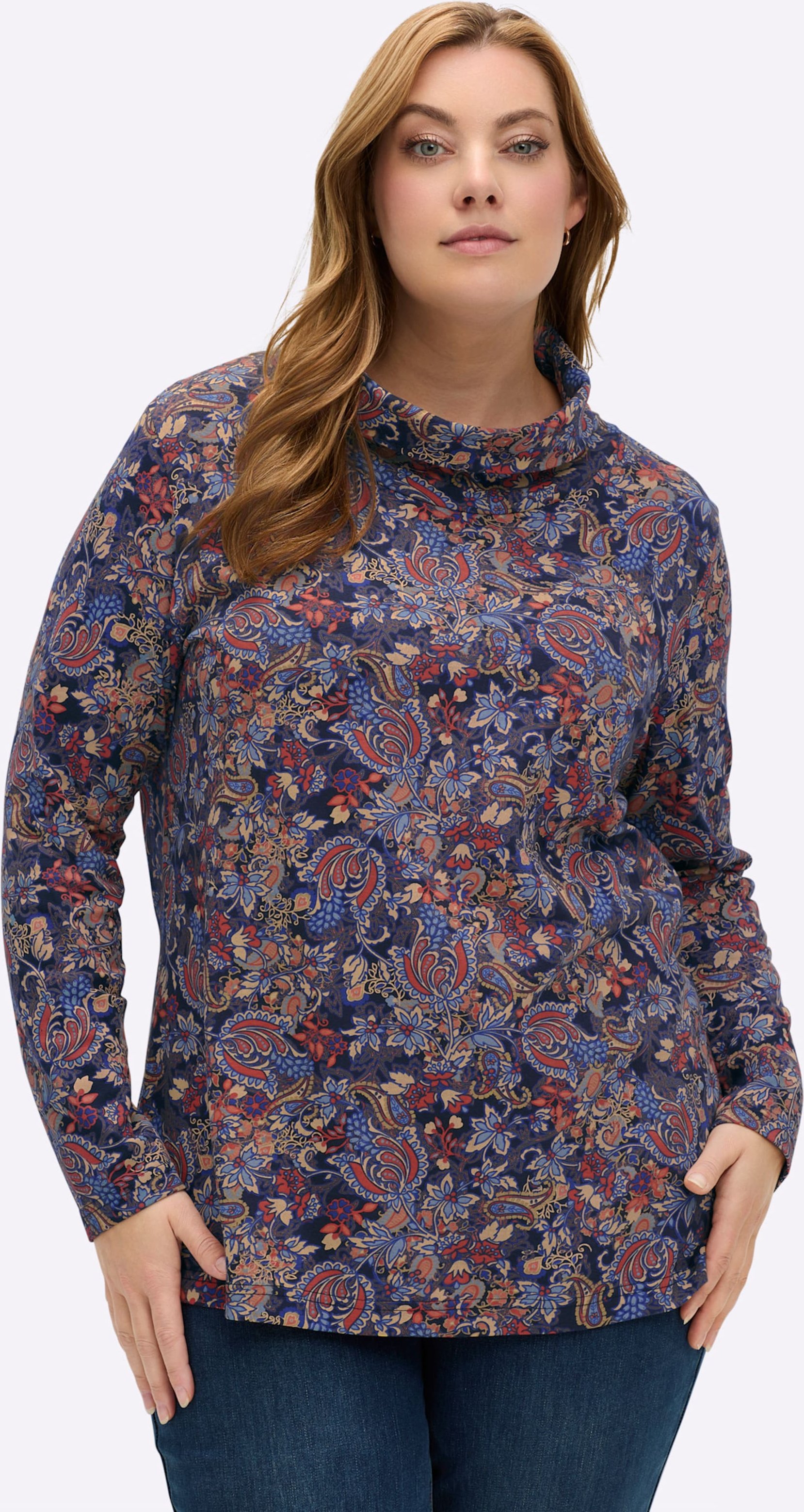 Sheego Rollkragenshirt im floralen Druckmuster