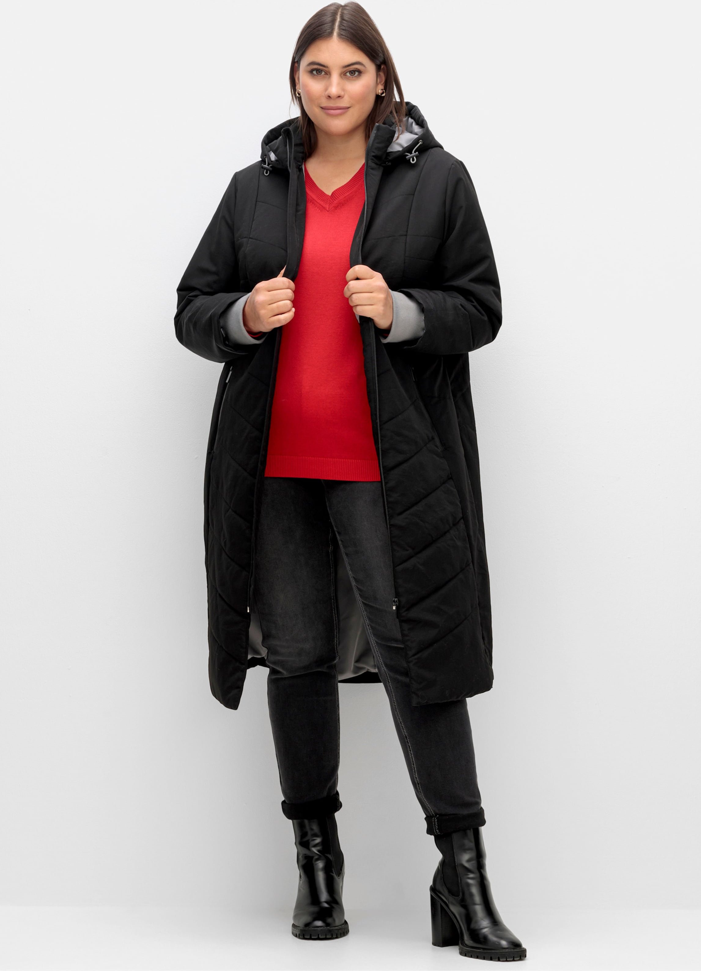 Sheego Steppmantel mit seitlichen Reißverschlüssen