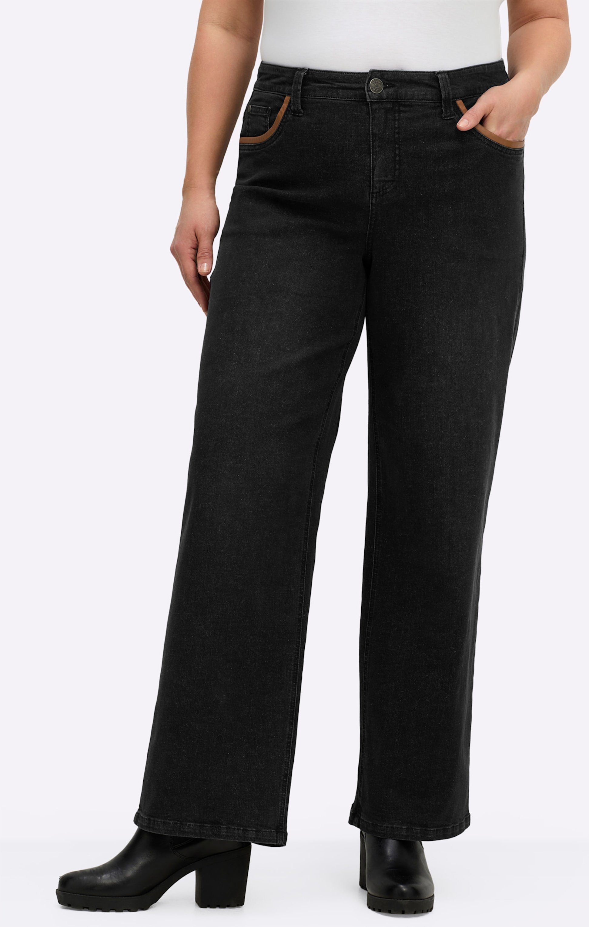 Sheego Jeans mit weitem Bein und Paspelierung