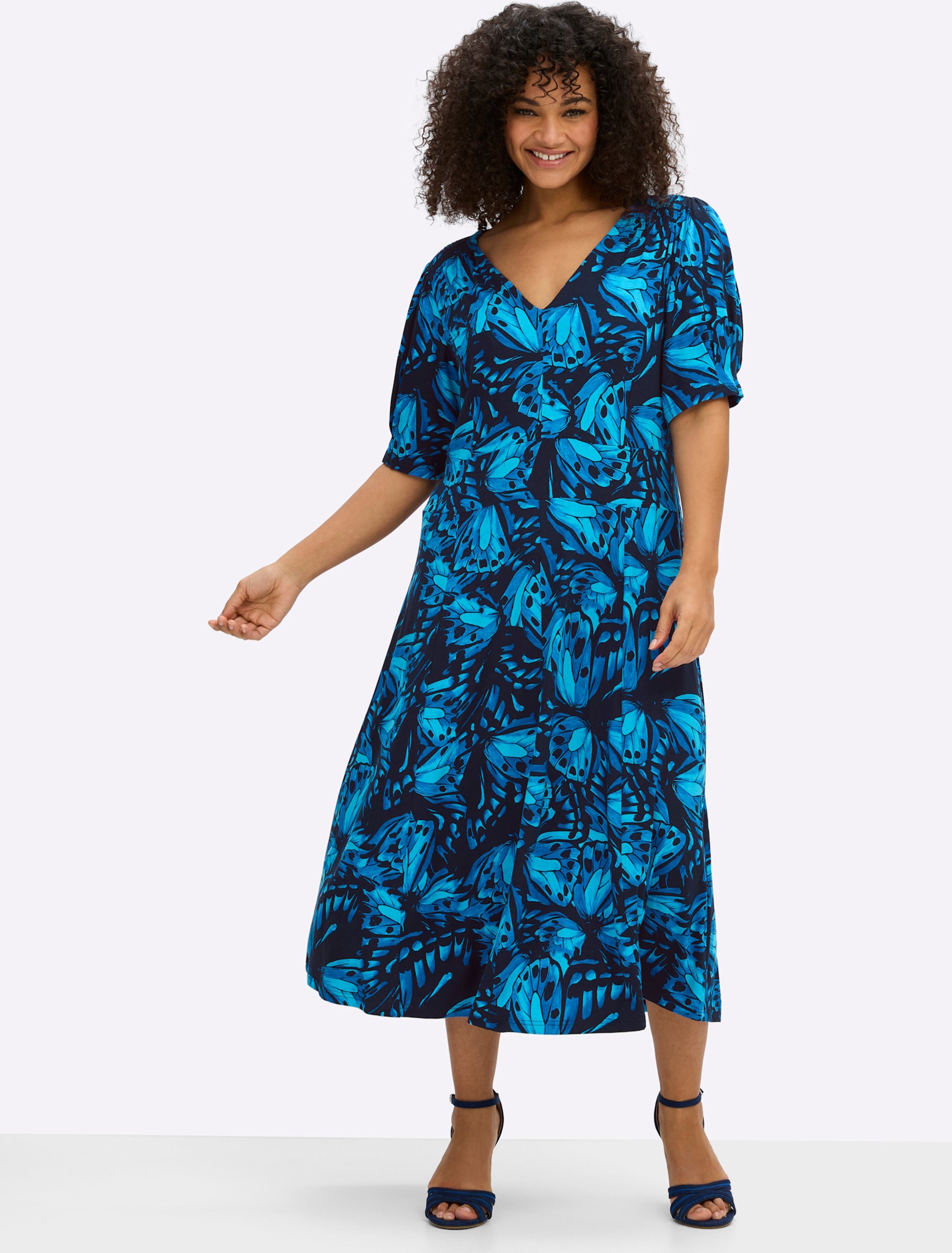 Sheego Jerseykleid mit Schmetterlingsprint