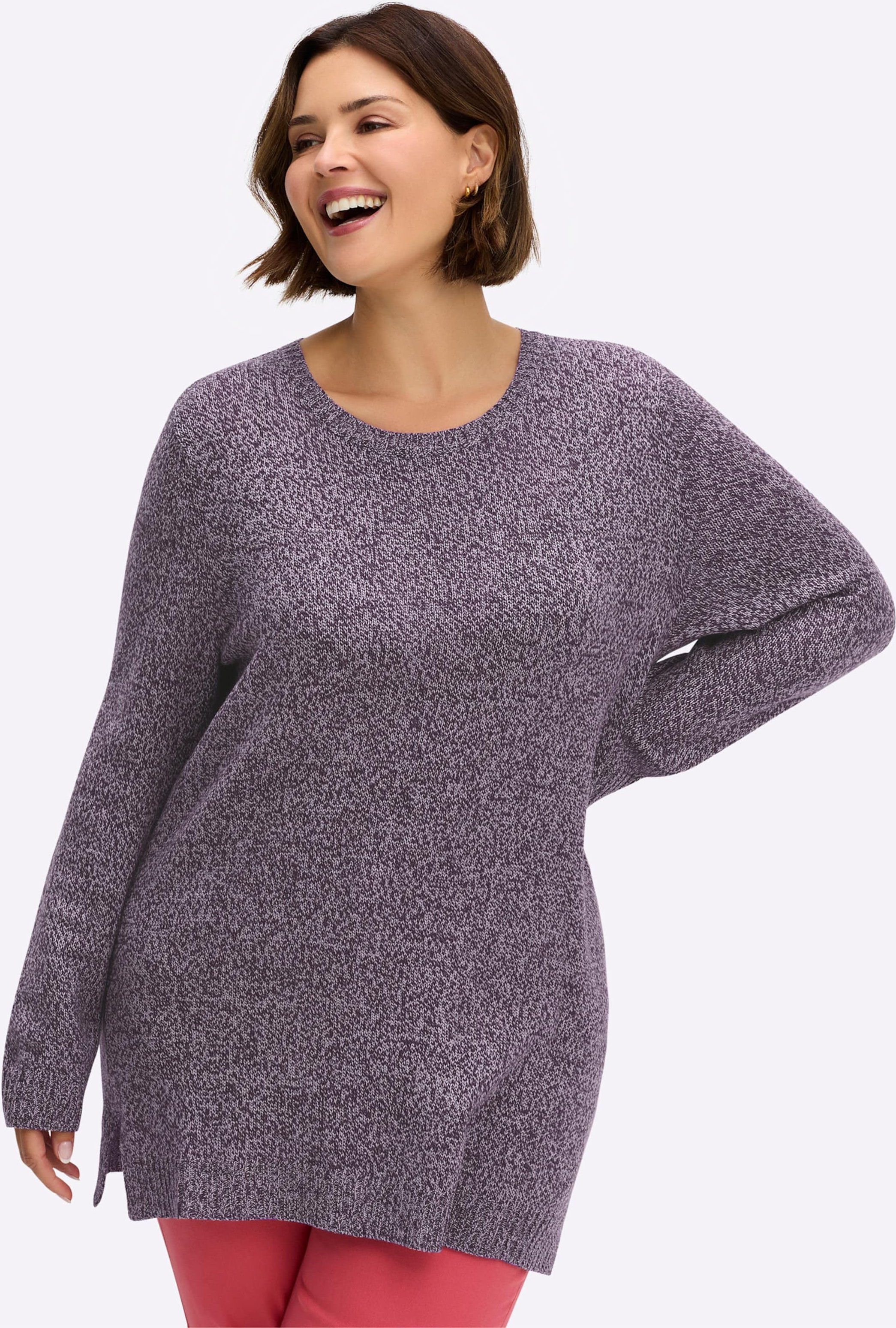 Sheego Longpullover aus Melange-Garn