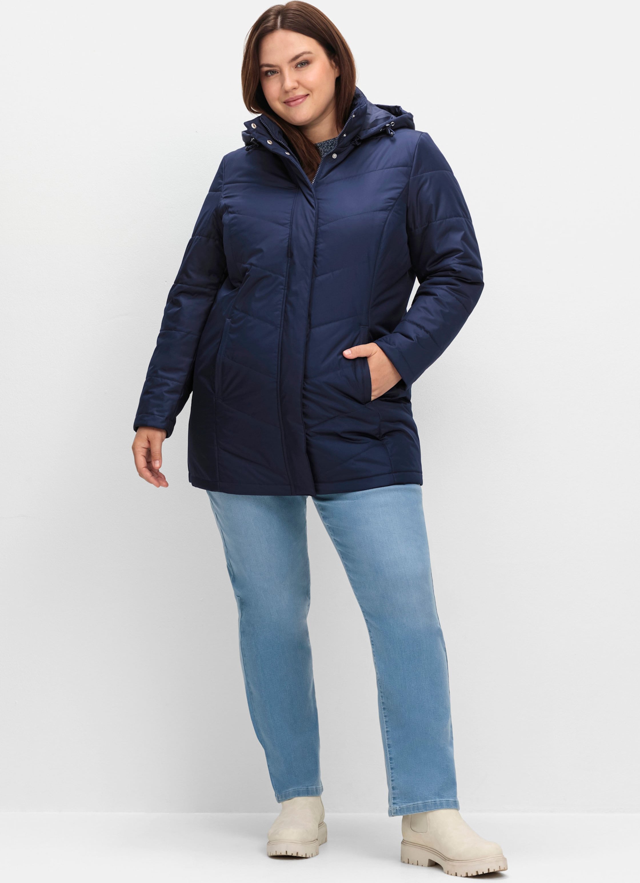 Sheego Longjacke mit abnehmbarer Kapuze