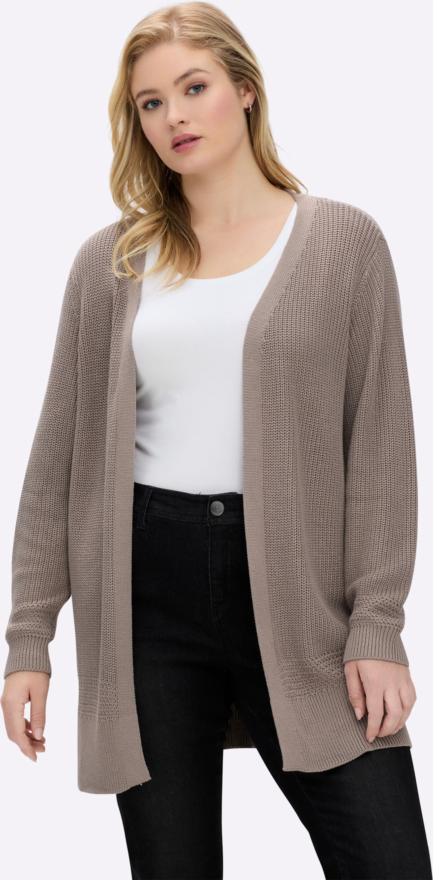 Sheego Longstrickjacke in passformgerechter Verarbeitung