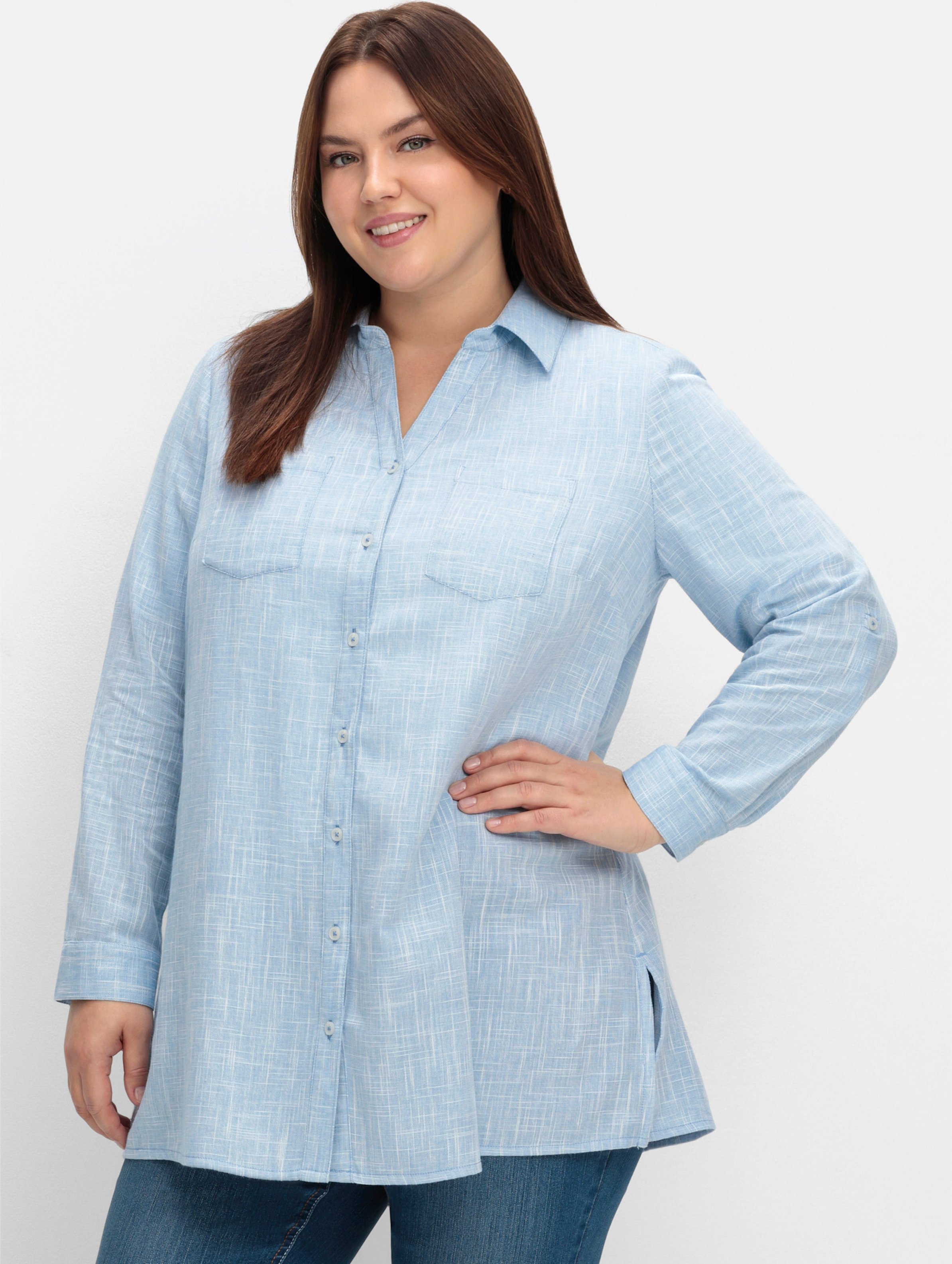 Sheego Hemdbluse mit feiner Struktur