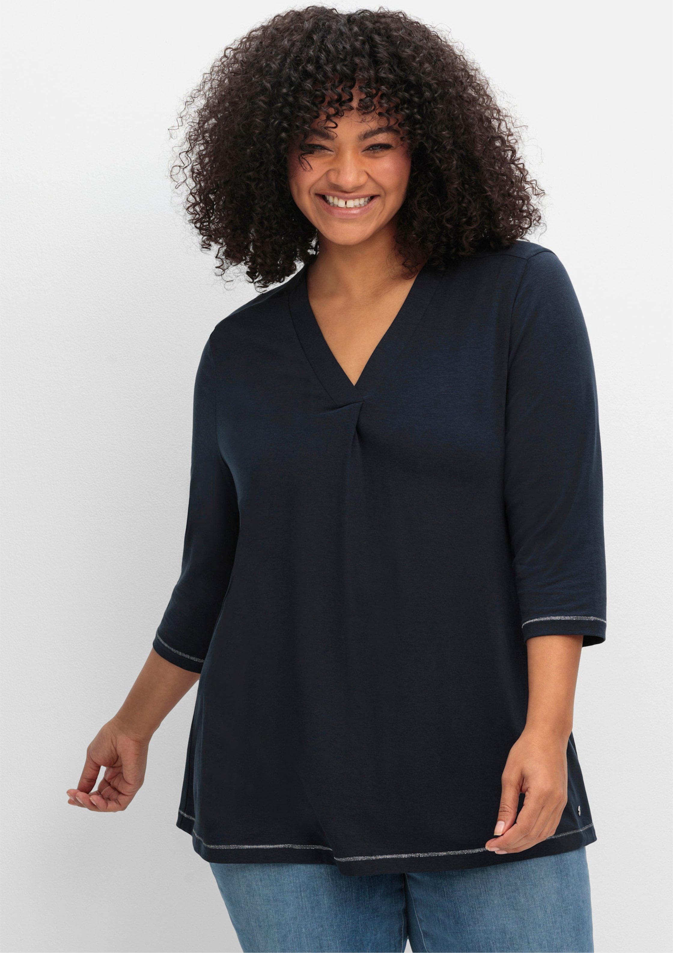 Sheego 3/4-Arm-Shirt in leichter A-Linie