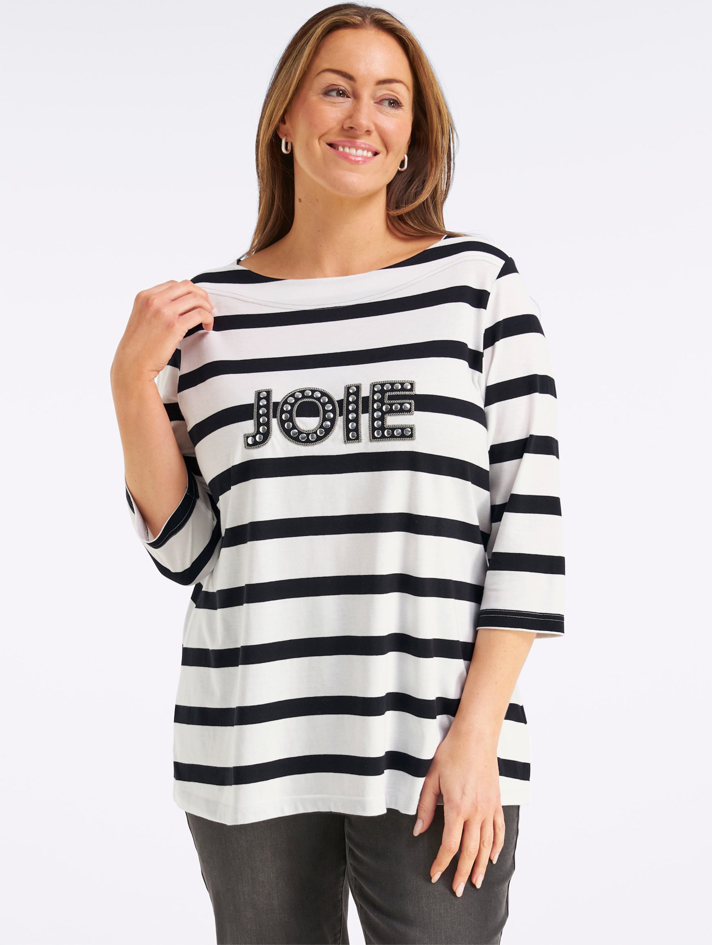 Sheego 3/4-Arm-Shirt mit Ringeln und Front-Patches