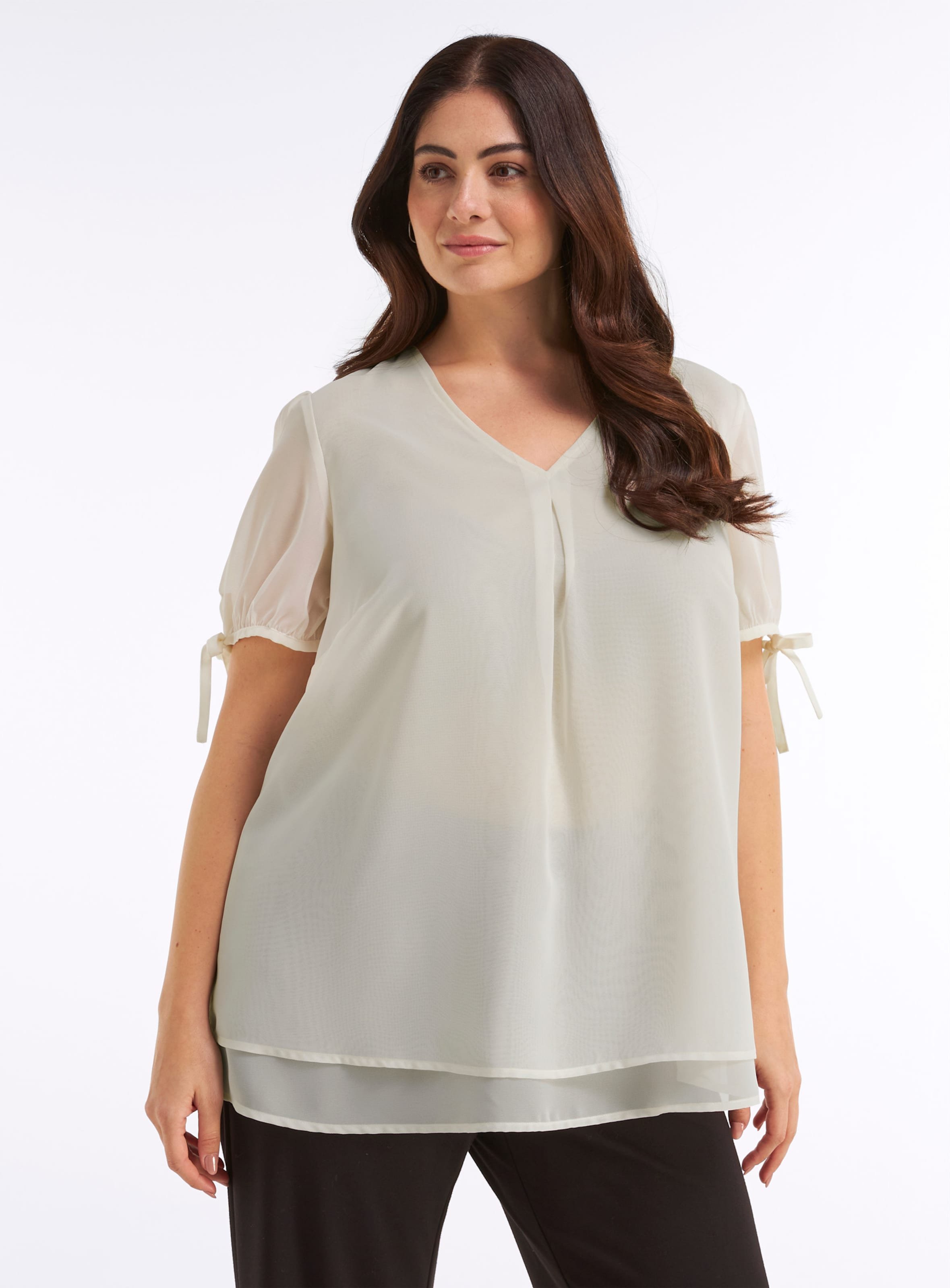 Sheego Tunika mit Schleifendetails an den Ballonärmeln