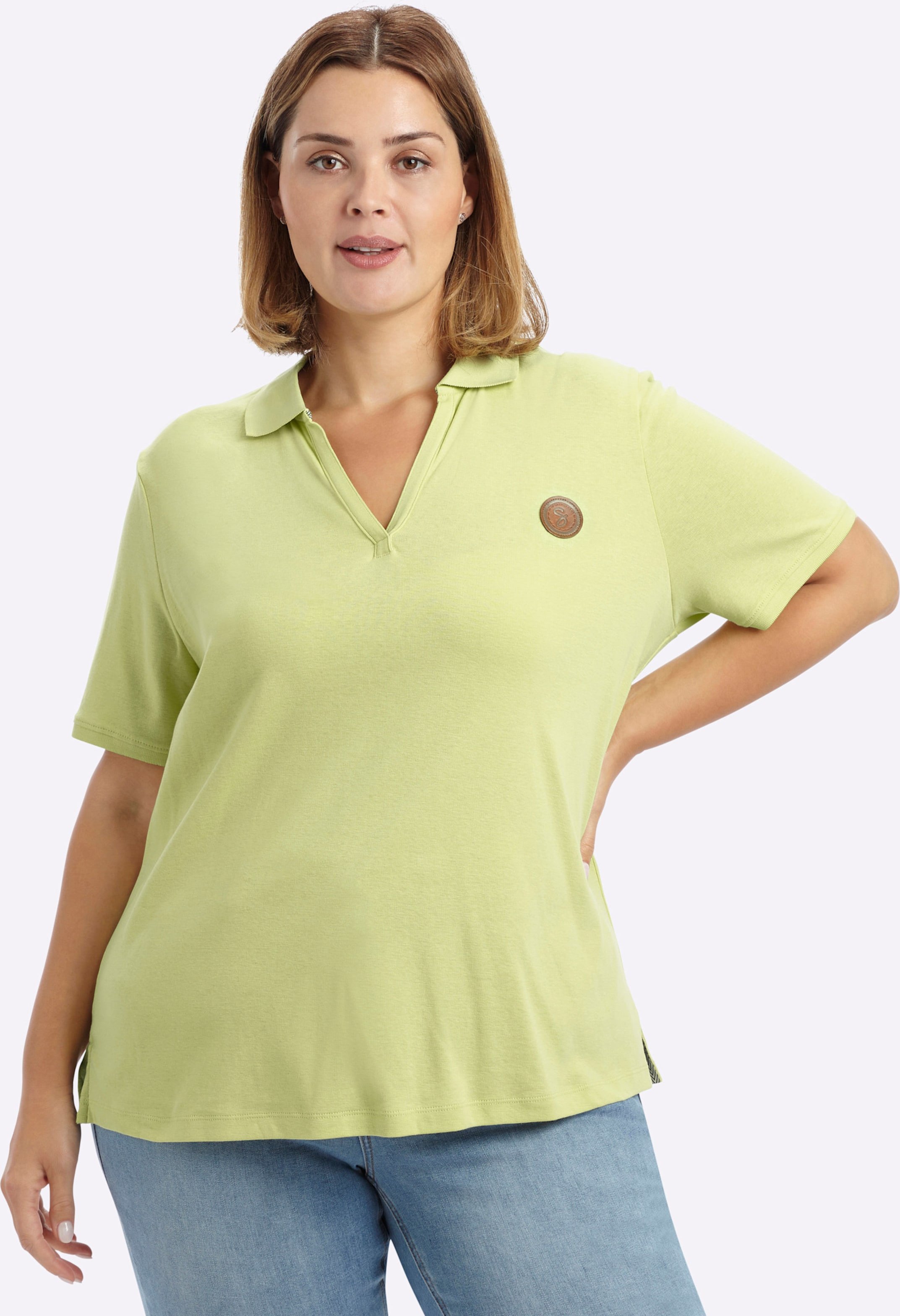 Sheego Poloshirt mit V-Ausschnitt