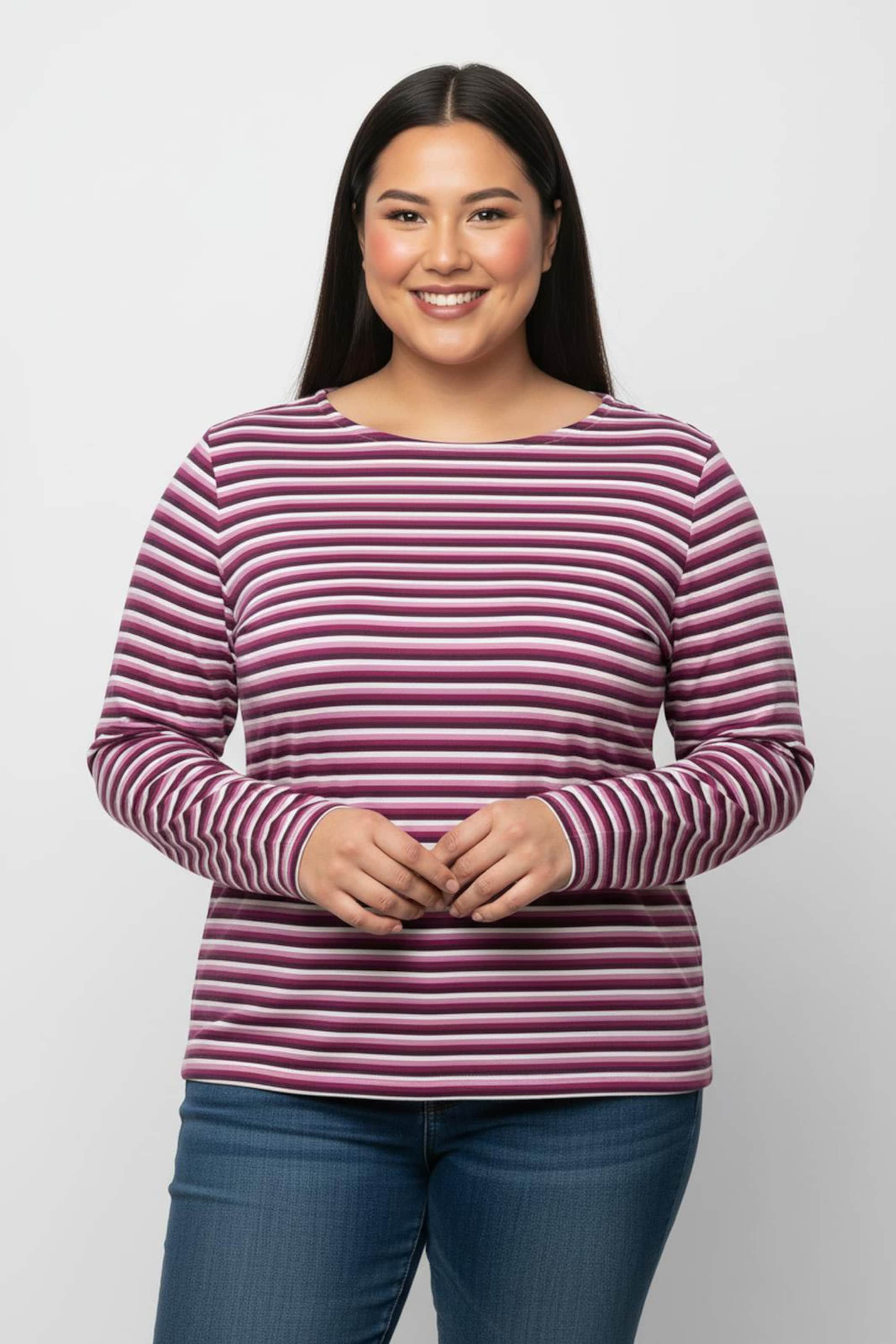 Sheego Langarmshirt im Ringel-Dessin