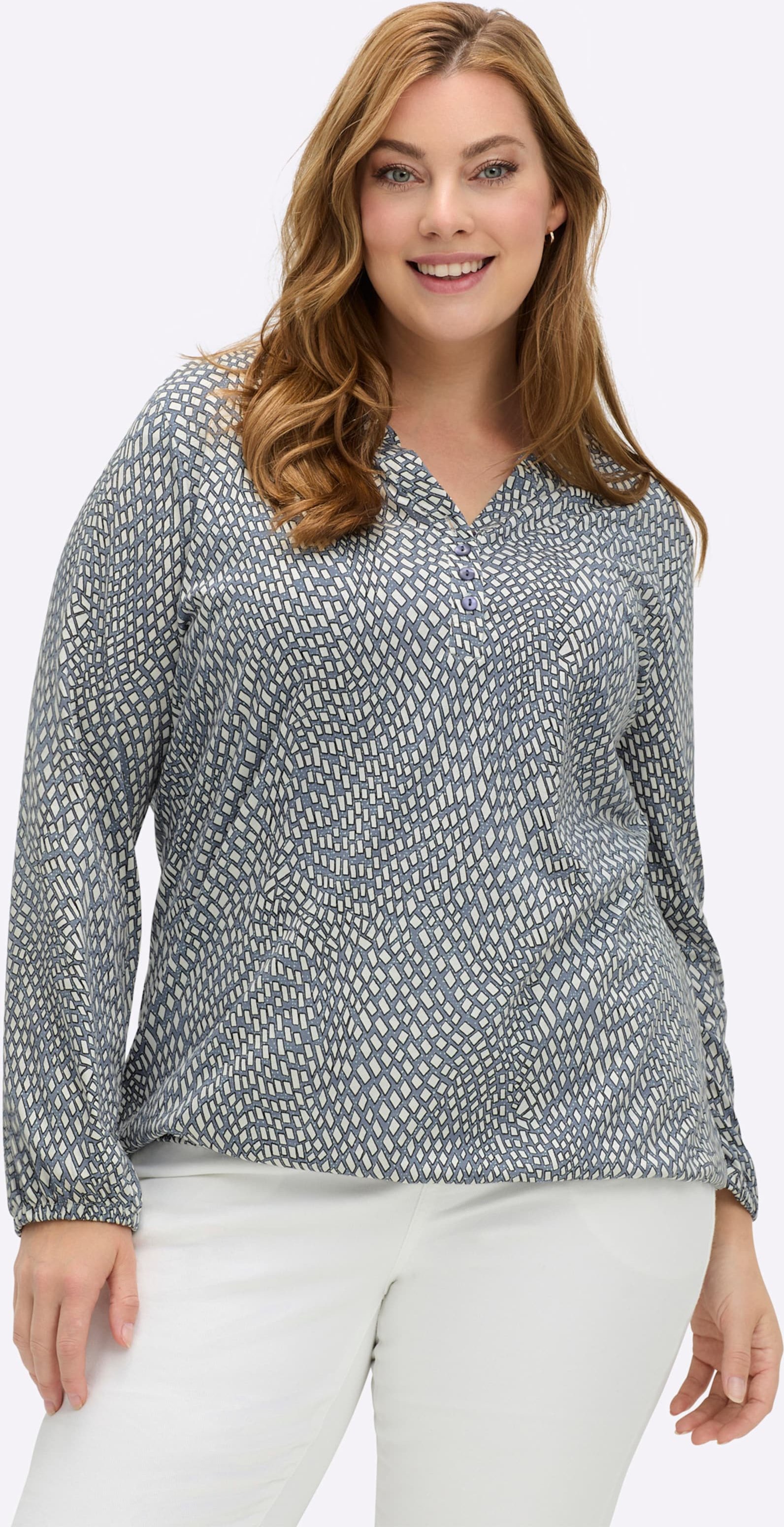 Sheego Langarmshirt im Material-Mix