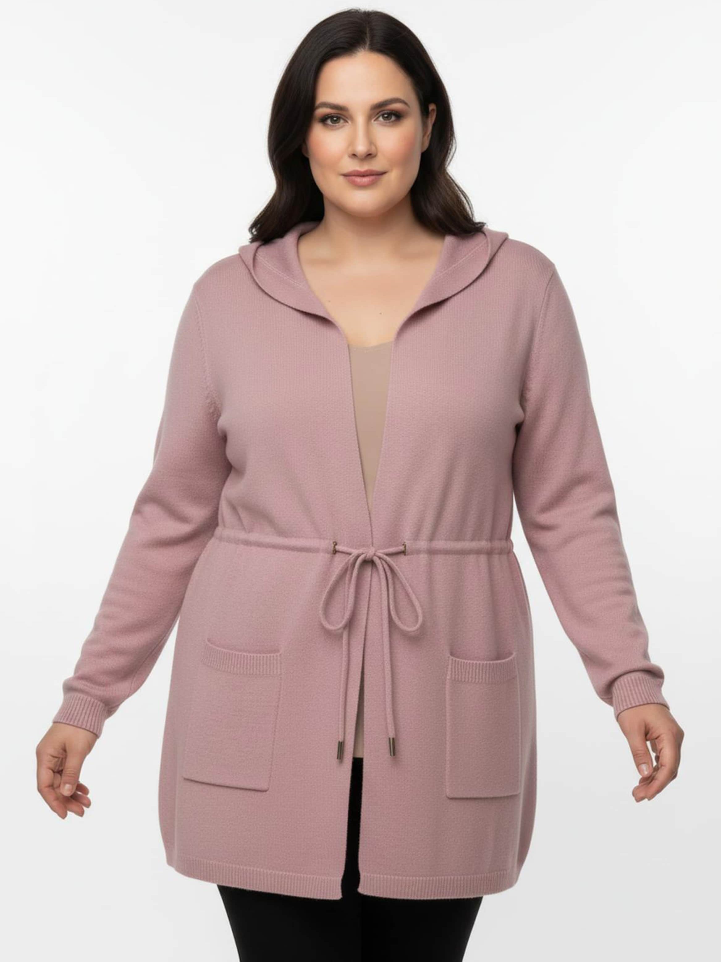 Sheego Kapuzenstrickjacke mit Tunnelzug in der Taille