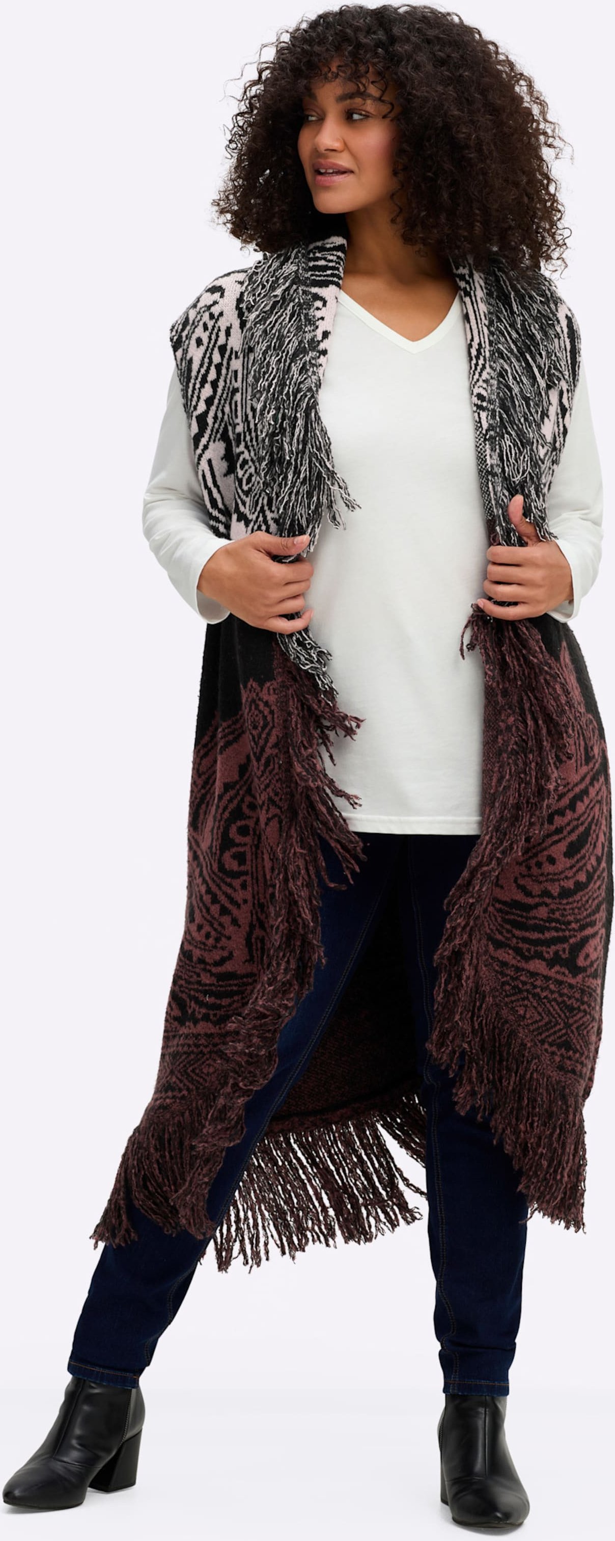 Sheego Fransenweste im extralangen Schnitt