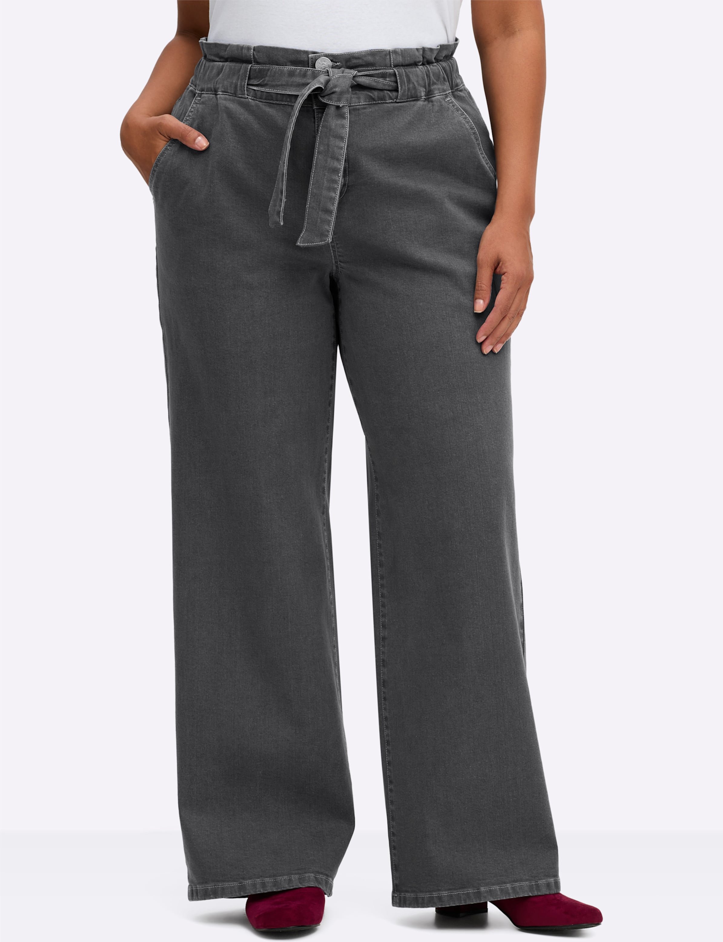 Sheego Jeans in Paperbag-Optik, mit Bindeband