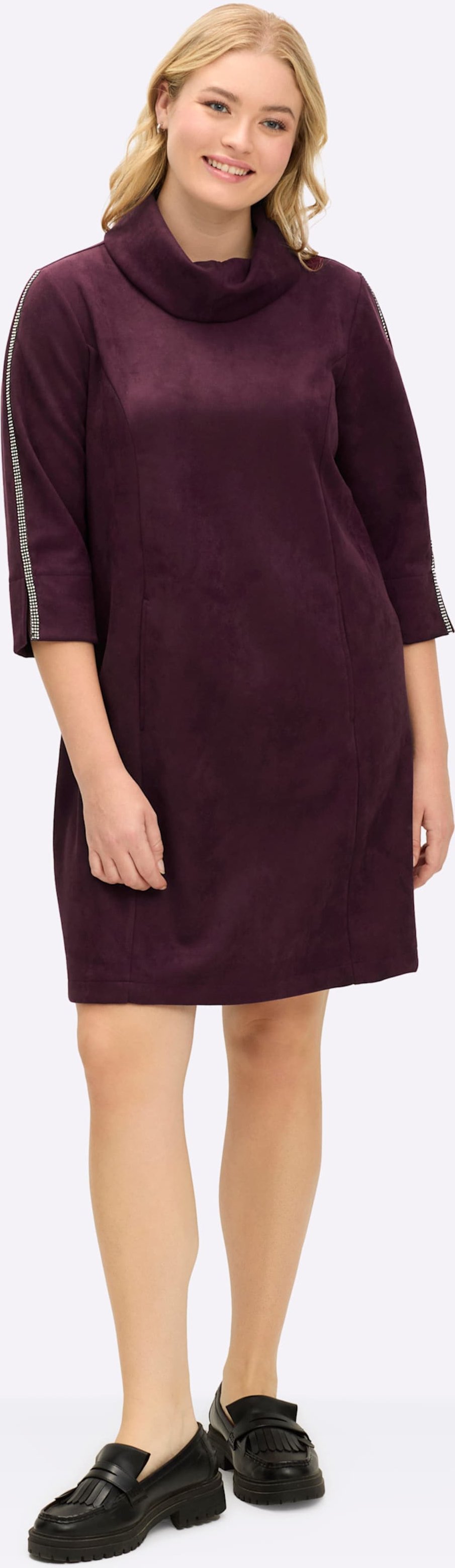 Sheego A-Linien-Kleid in Veloursleder-Optik