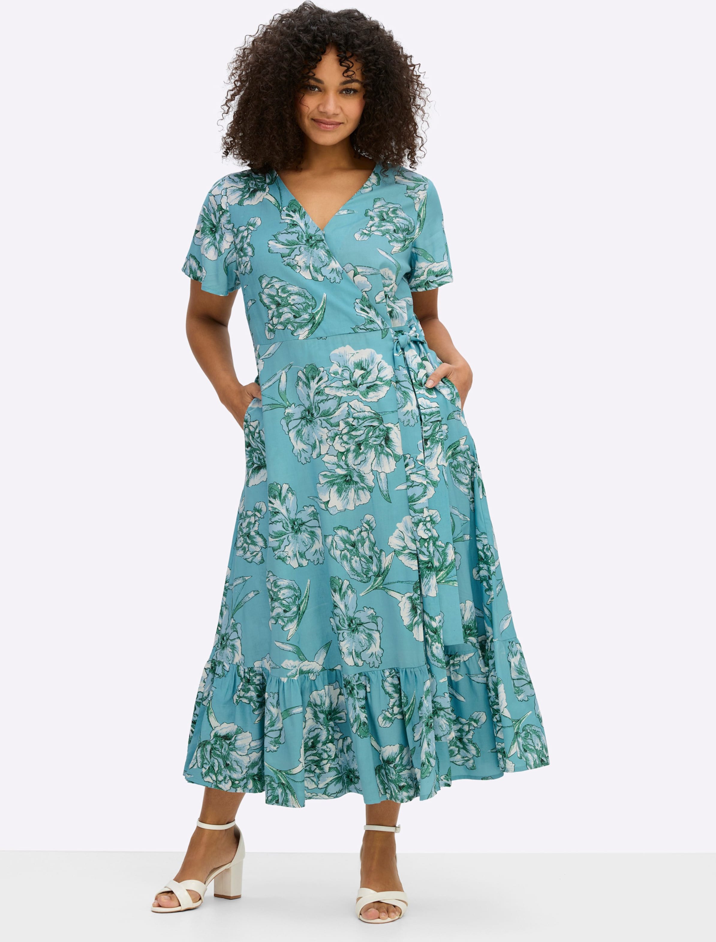 Sheego Wickelkleid mit Volant am Saum