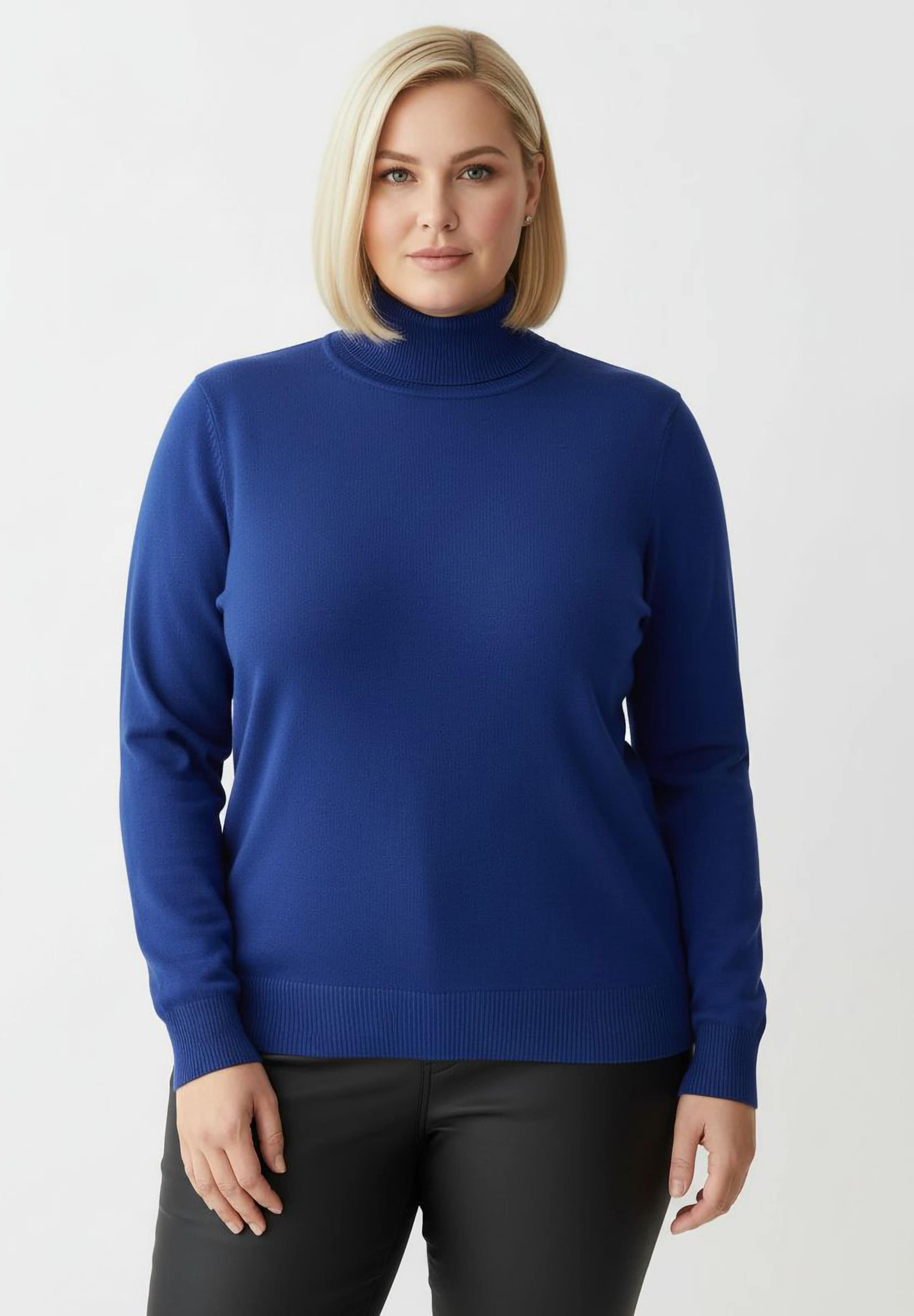 Sheego Stehkragenpullover mit Ripp-Abschlüssen