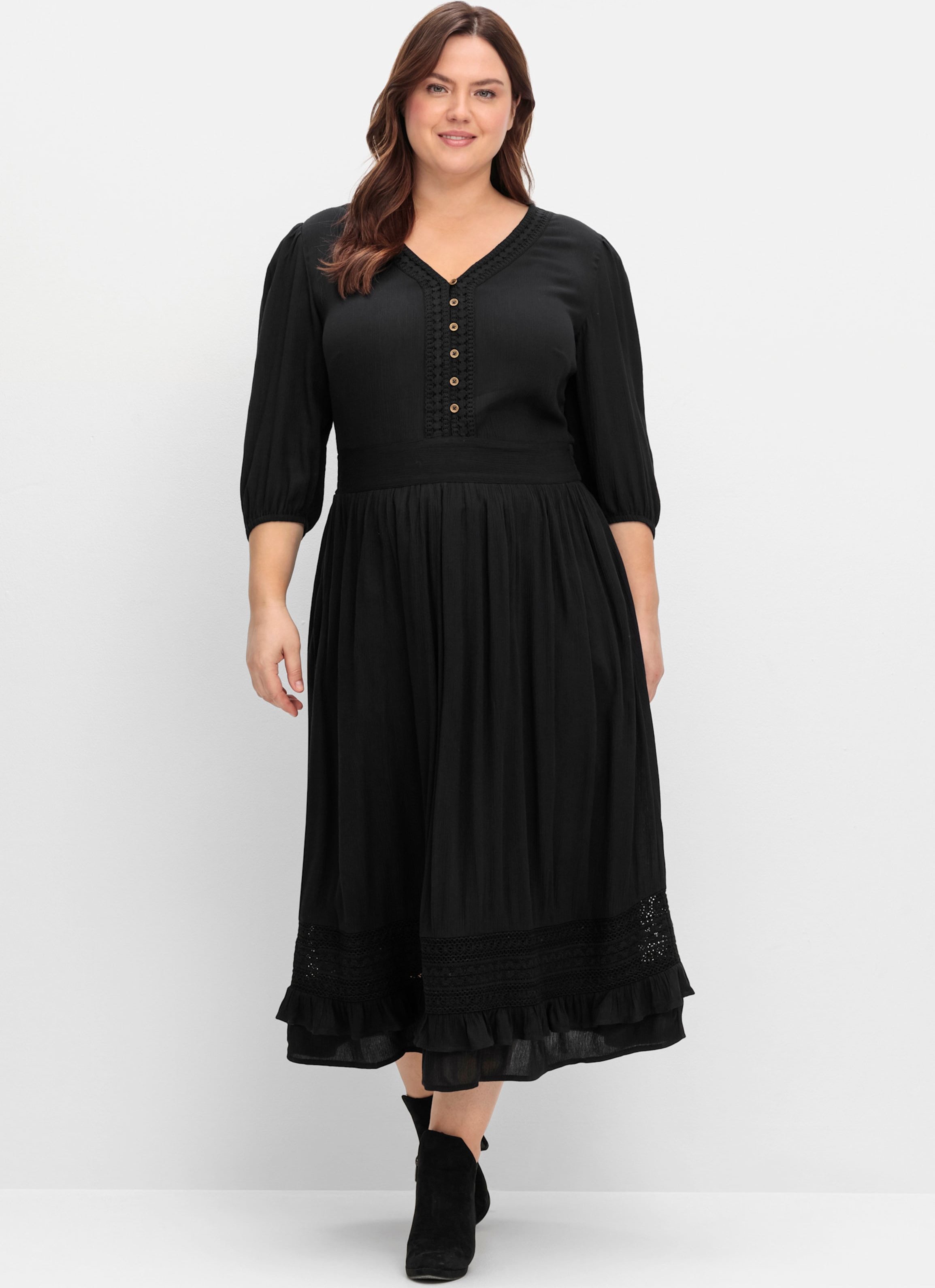 Sheego Maxikleid mit Spitzen-Details