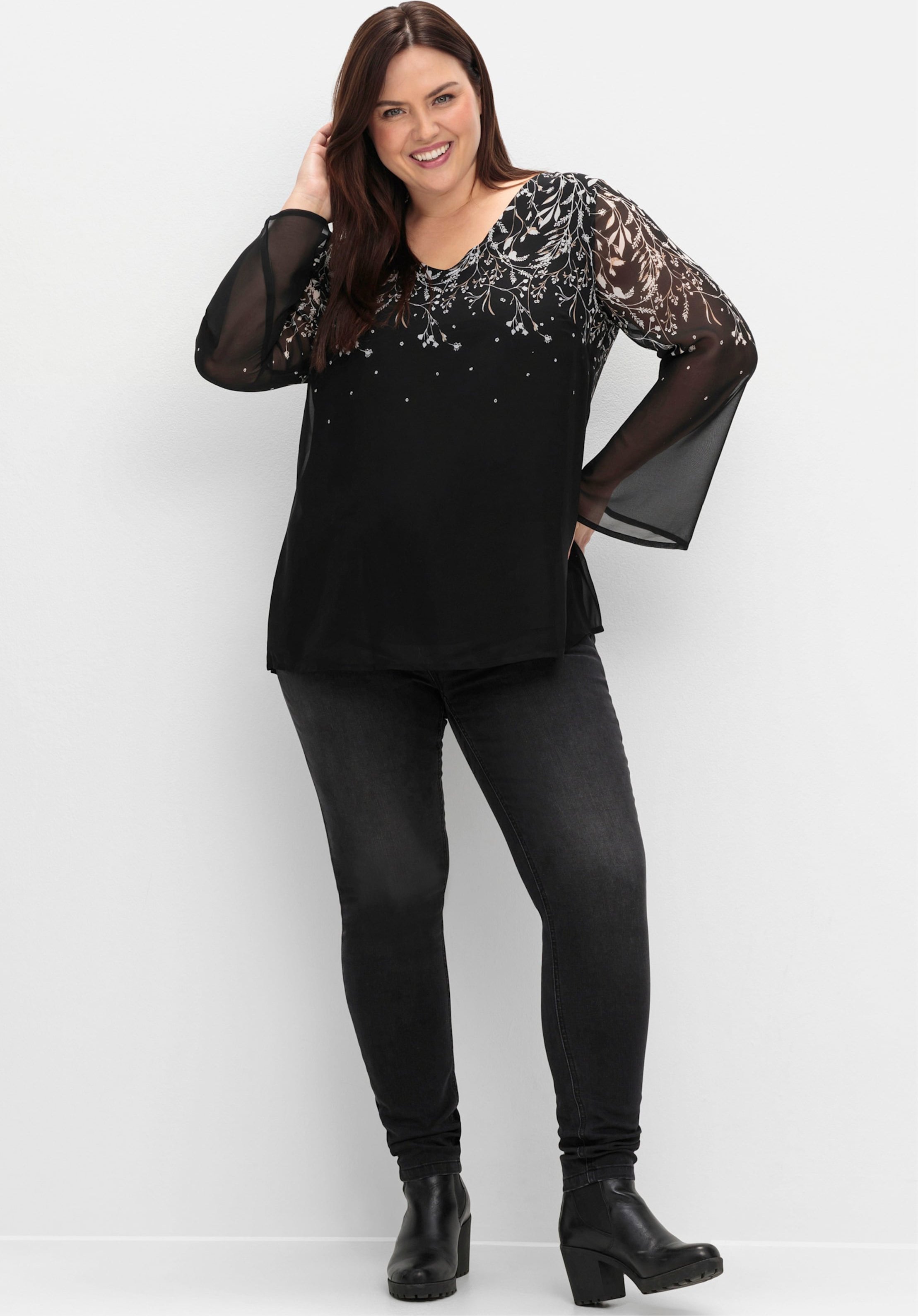 Sheego Chiffonbluse mit grafischem Print