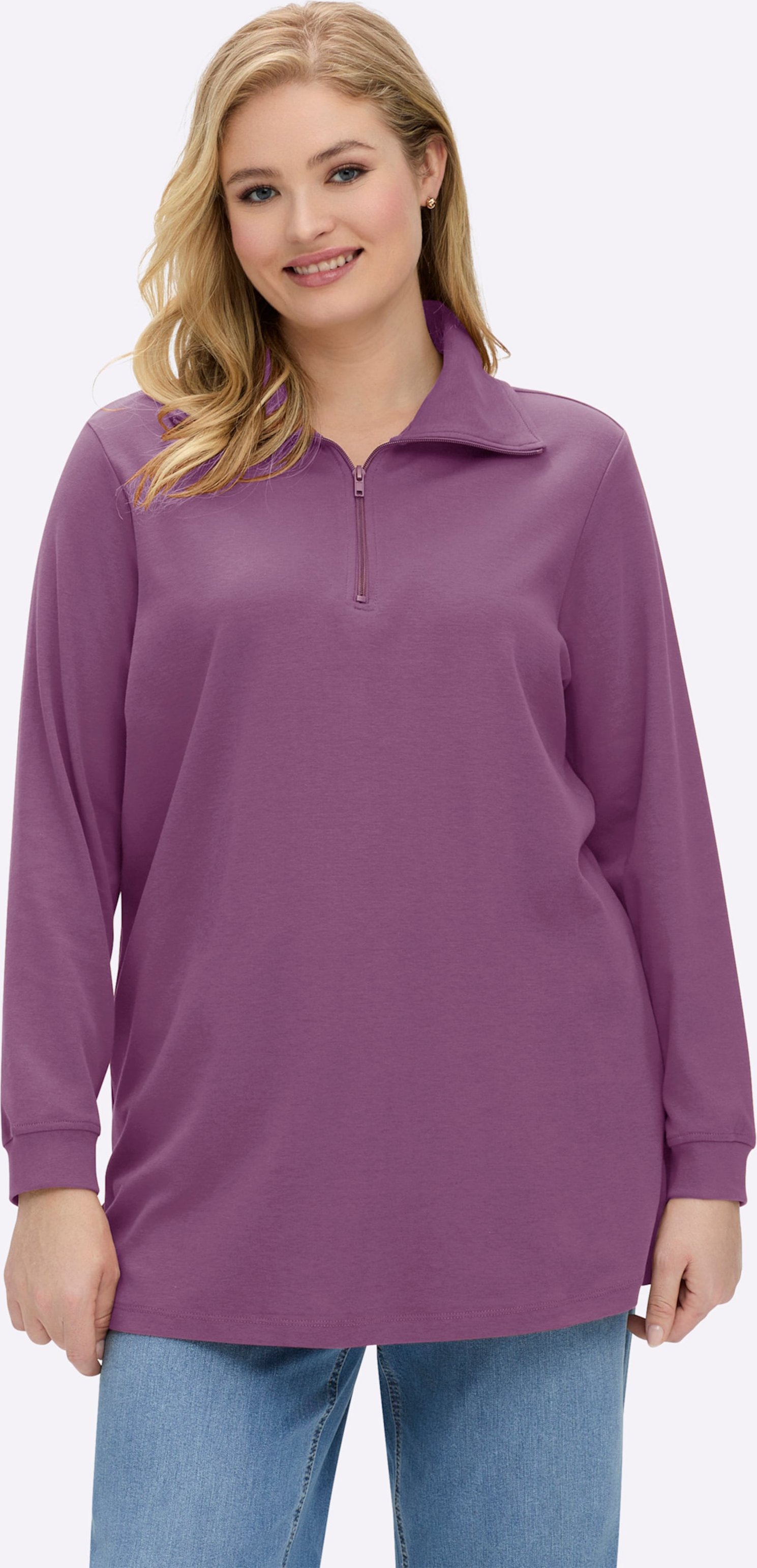 Sheego Longsweatshirt mit Umlegekragen