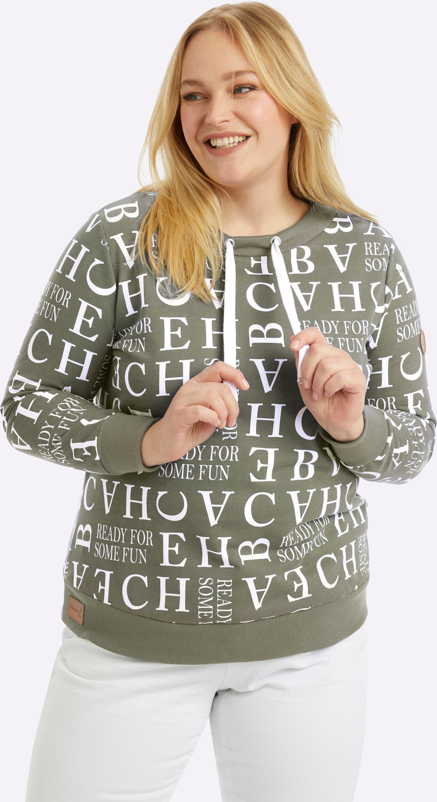 Sheego Sweatshirt mit Kordeldurchzug am Ausschnitt