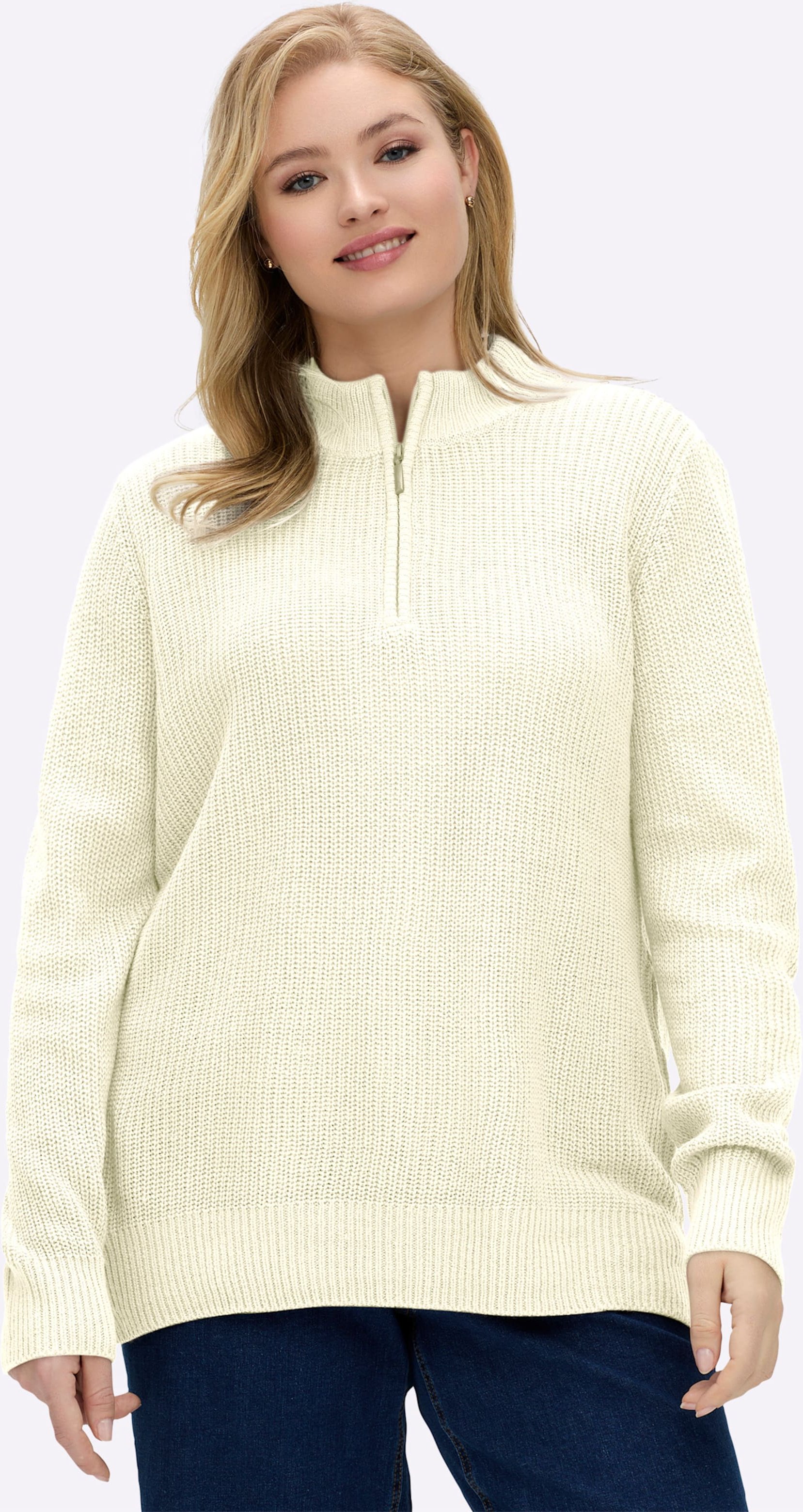 Sheego Stehkragenpullover in Patentstrick